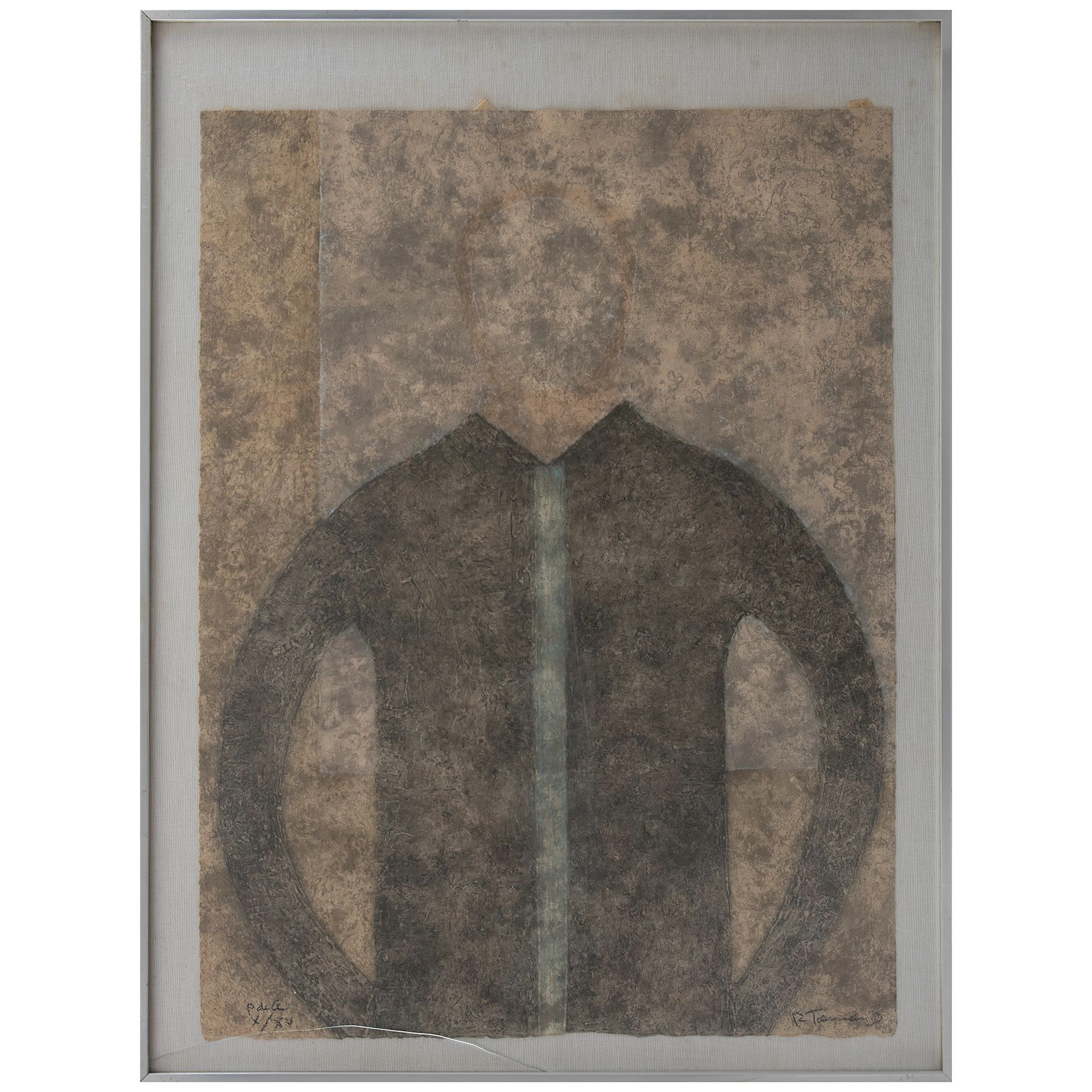 RUFINO TAMAYO. Personaje en gris. Firmado. Grabado al aguafuerte P