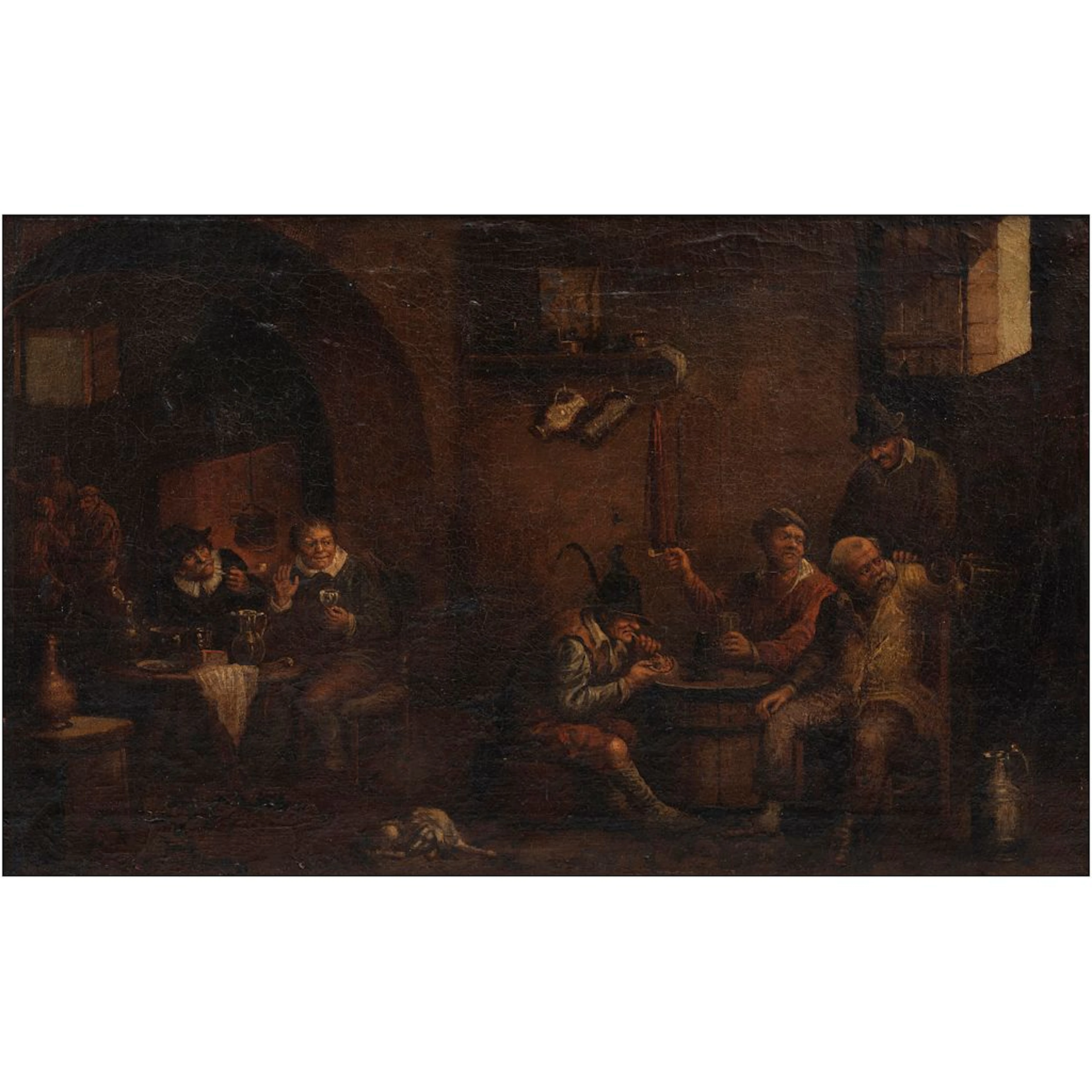 ESCENA DE TABERNA FLANDES, SIGLO XVIII Óleo sobre tela 42 x 68 cm
