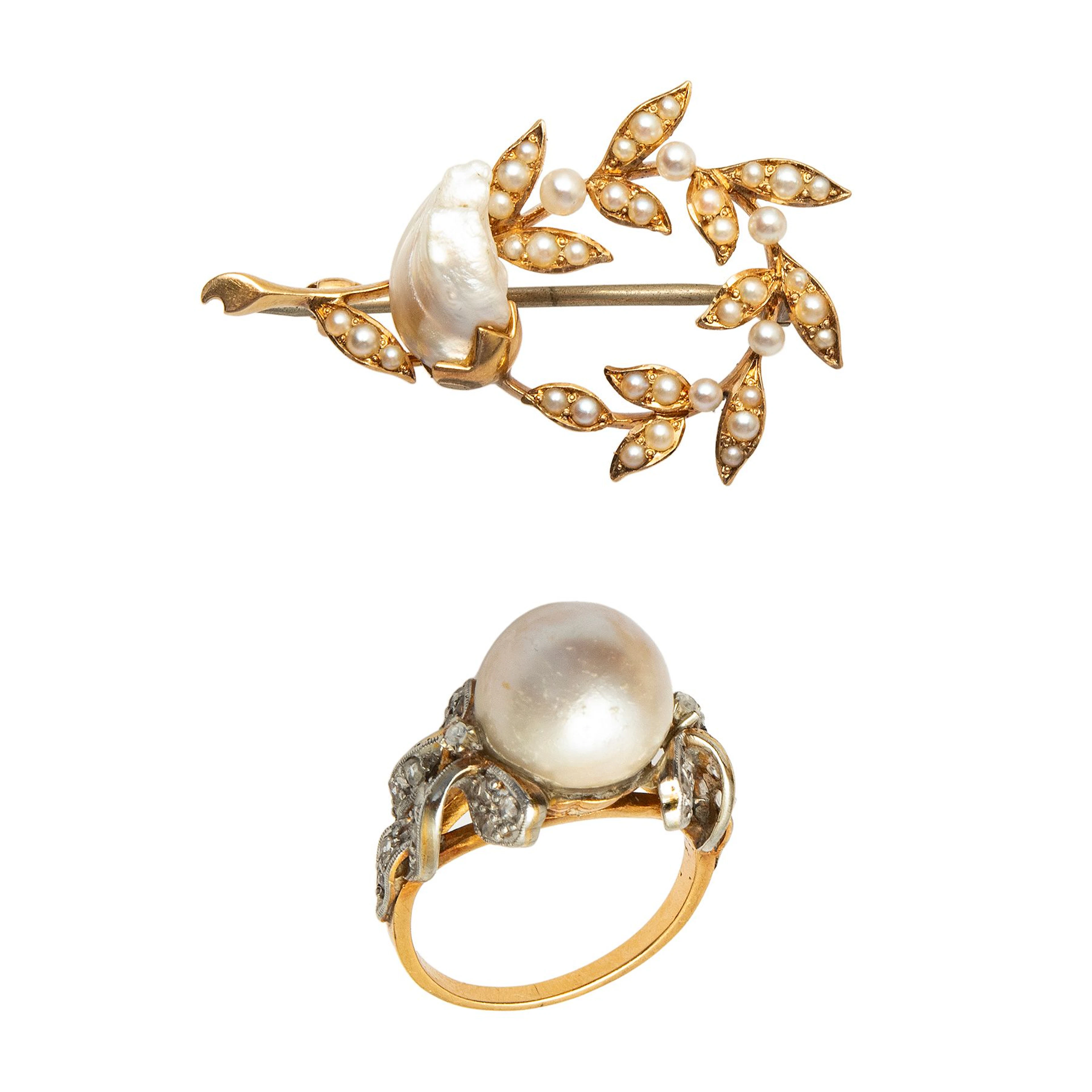DOS PIEZAS DE JOYERÍA EN ORO AMARILLO DE 18K, 12K Y PLATA PALADIO