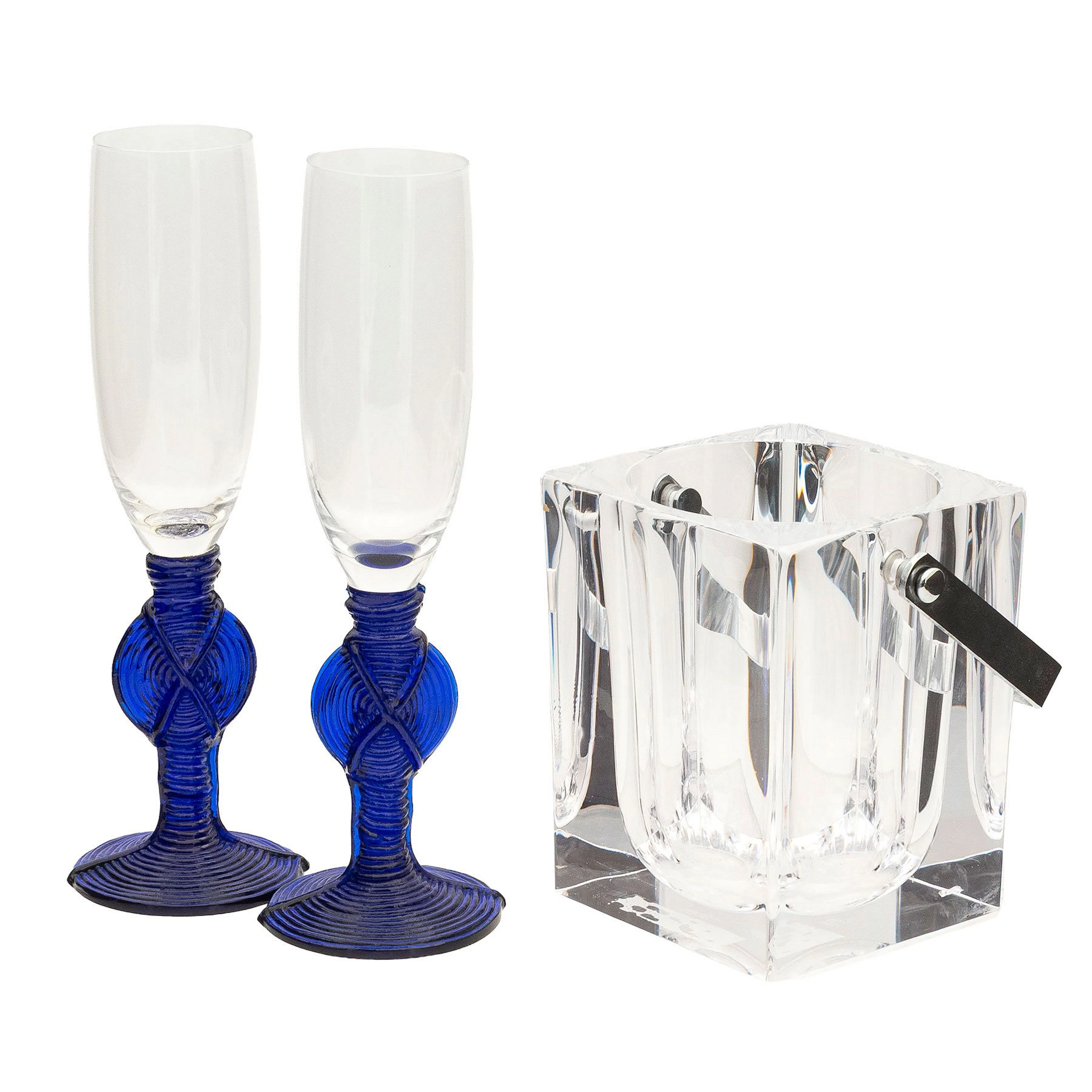 COPAS Y HIELERA. FRANCIA SXX . Elaboradas en cristal SÈVRES Sellado