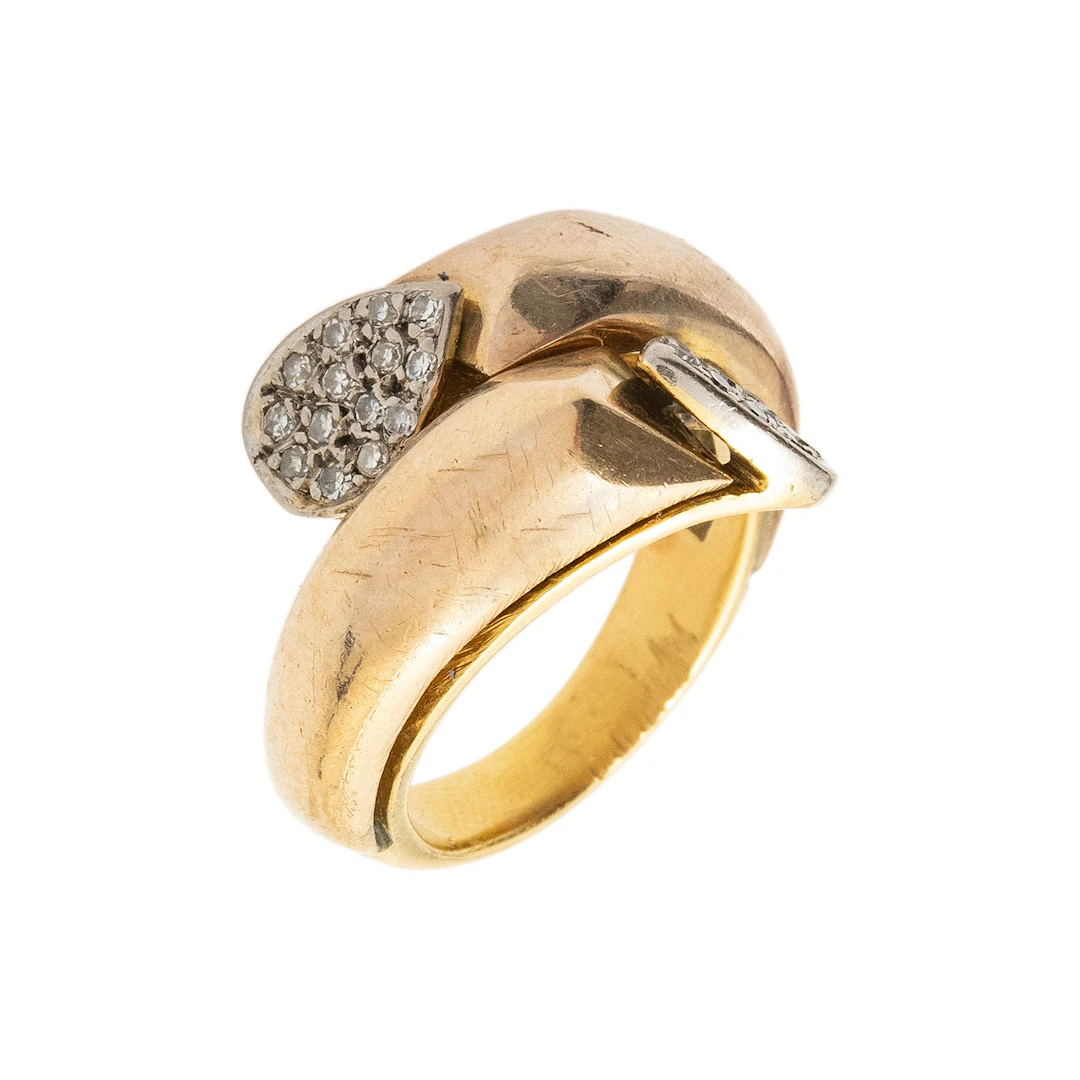 ANILLO CON DIAMANTES EN ORO AMARILLO DE 18K Y 8K