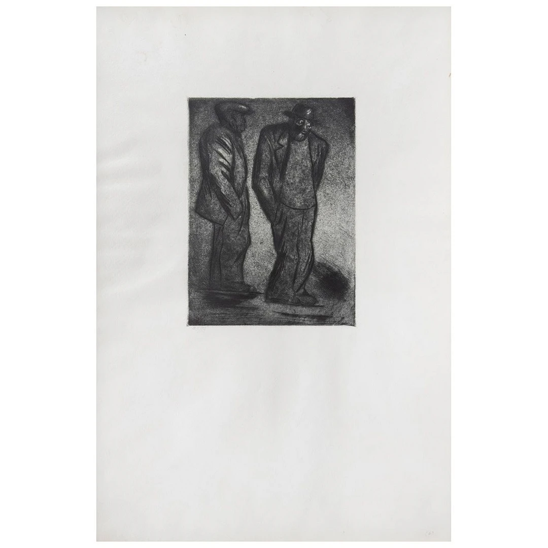 JOSÉ CLEMENTE OROZCO. Desocupados, 1944. Sin firma. Grabado al aguatinta