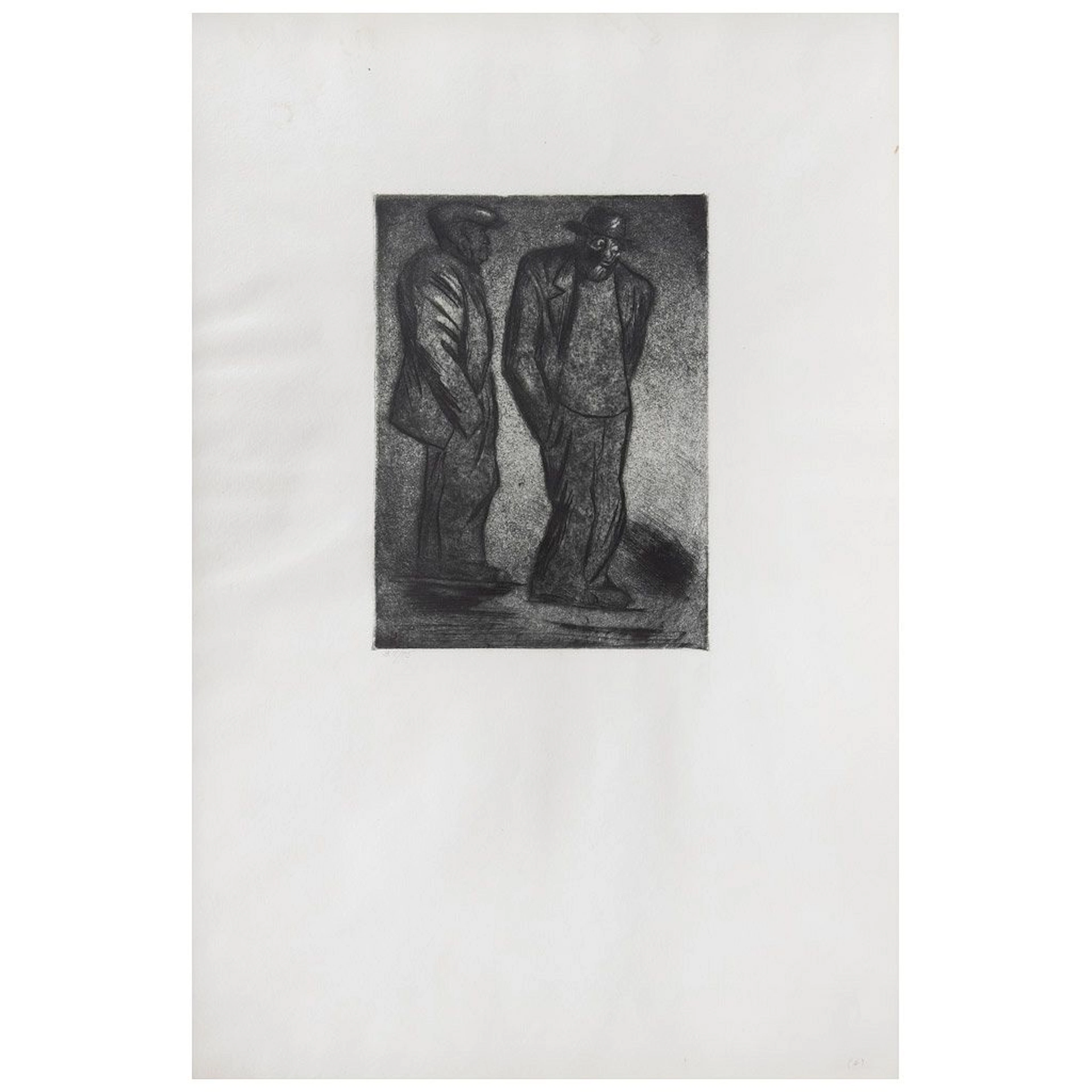 JOSÉ CLEMENTE OROZCO. Desocupados, 1944. Sin firma. Grabado al aguatinta