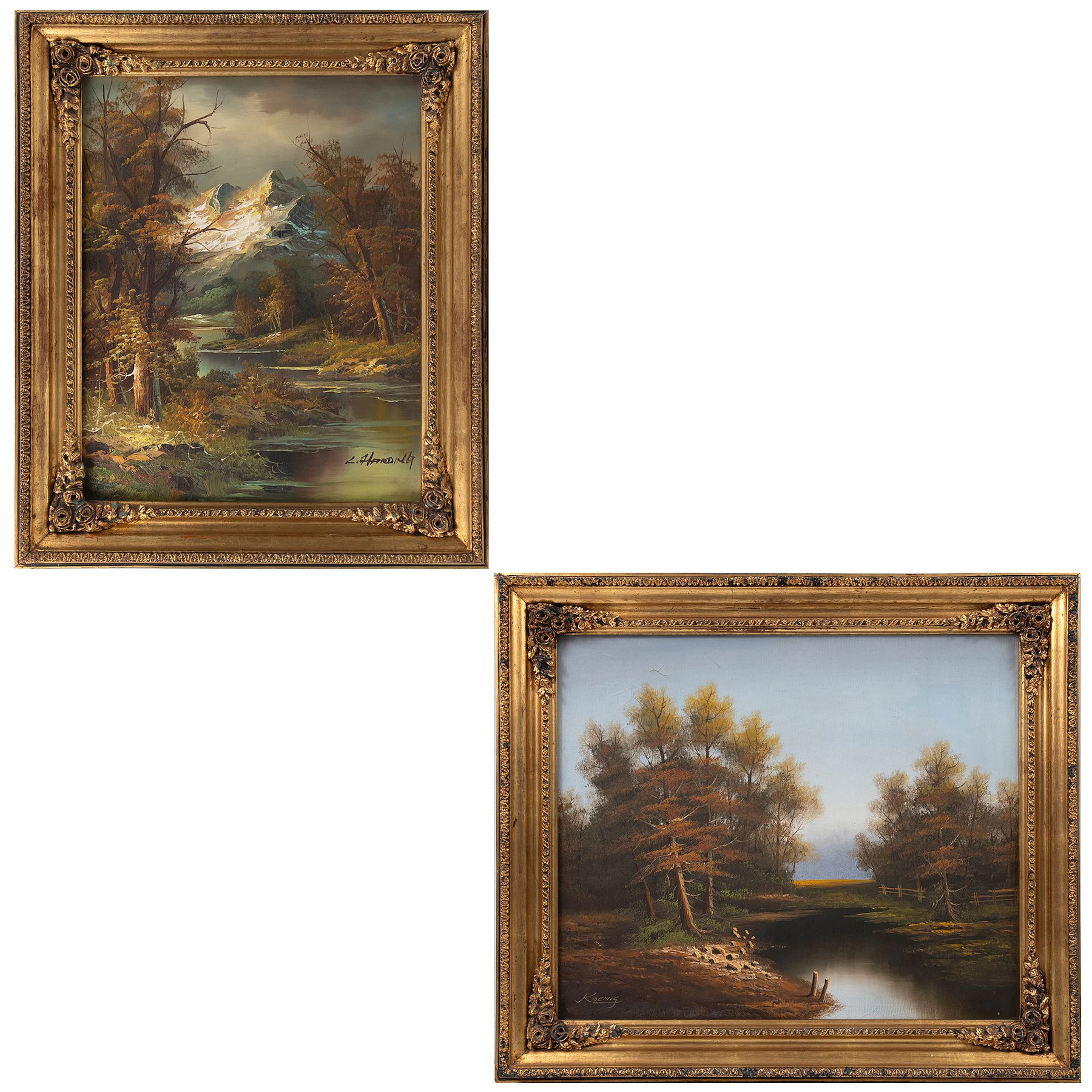 A) AUTOR NO IDENTIFICADO. Firmado Koening. B) JOHN L. HARDING. Firmado.