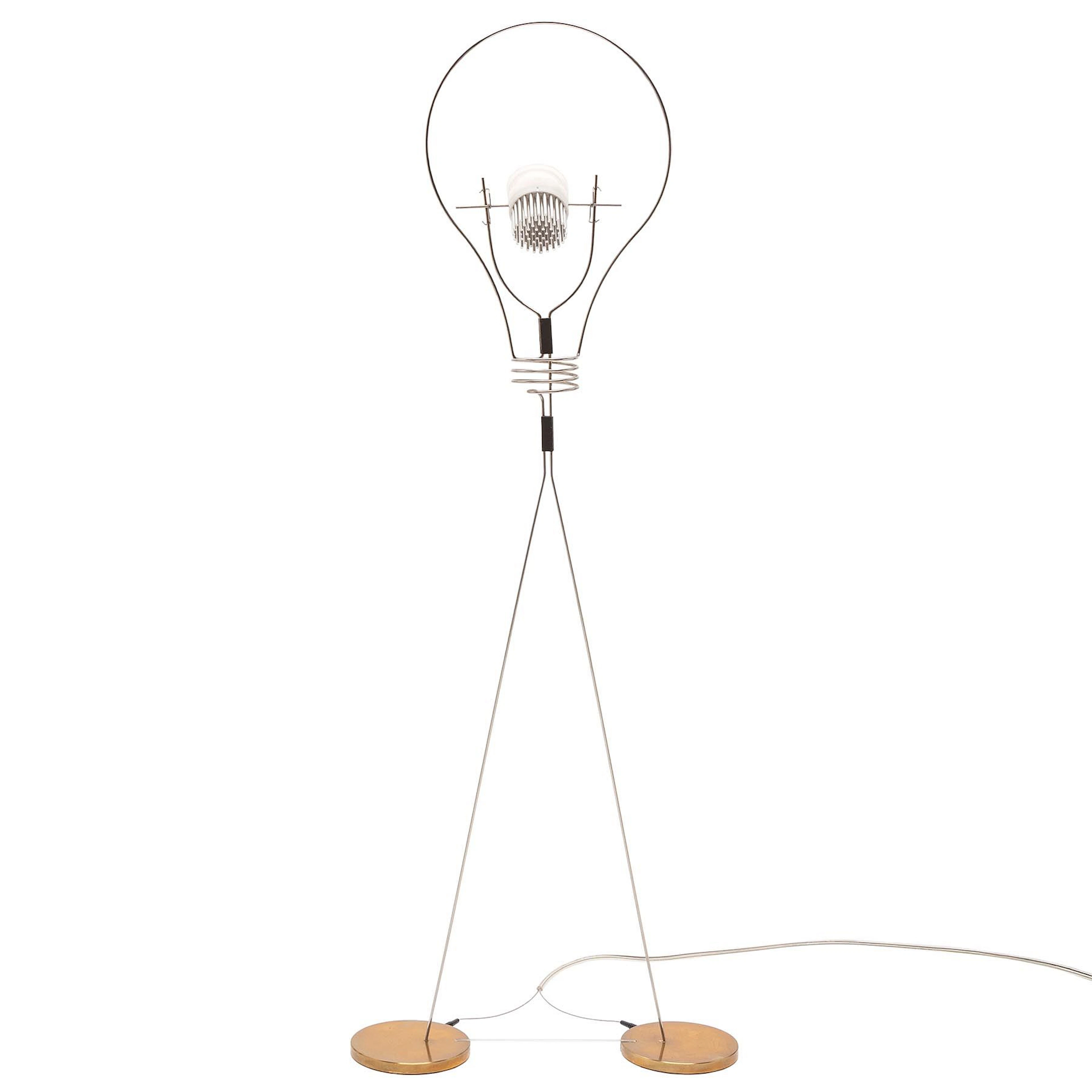 INGO MAURER. LÁMPARA DE MESA WALKING BULB. Varilla de acero inoxidable