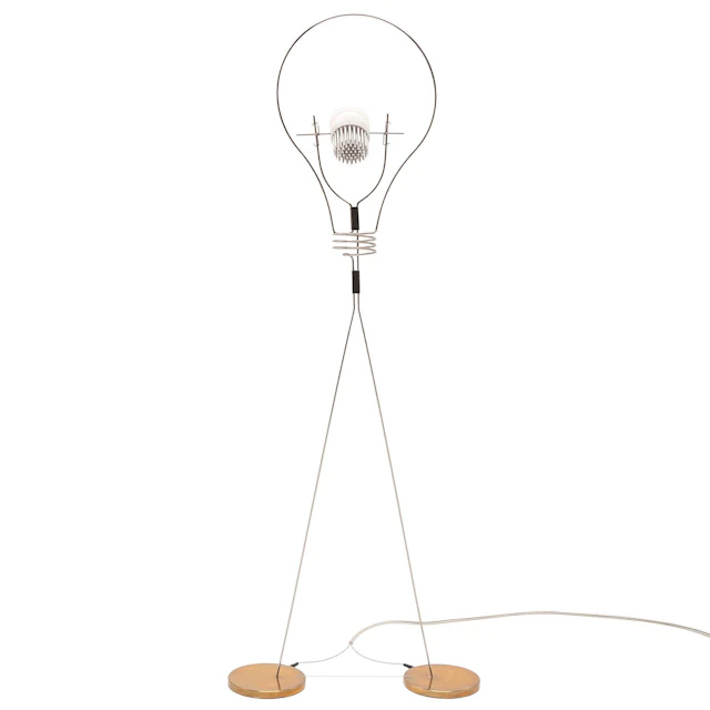 INGO MAURER. LÁMPARA DE MESA WALKING BULB. Varilla de acero inoxidable