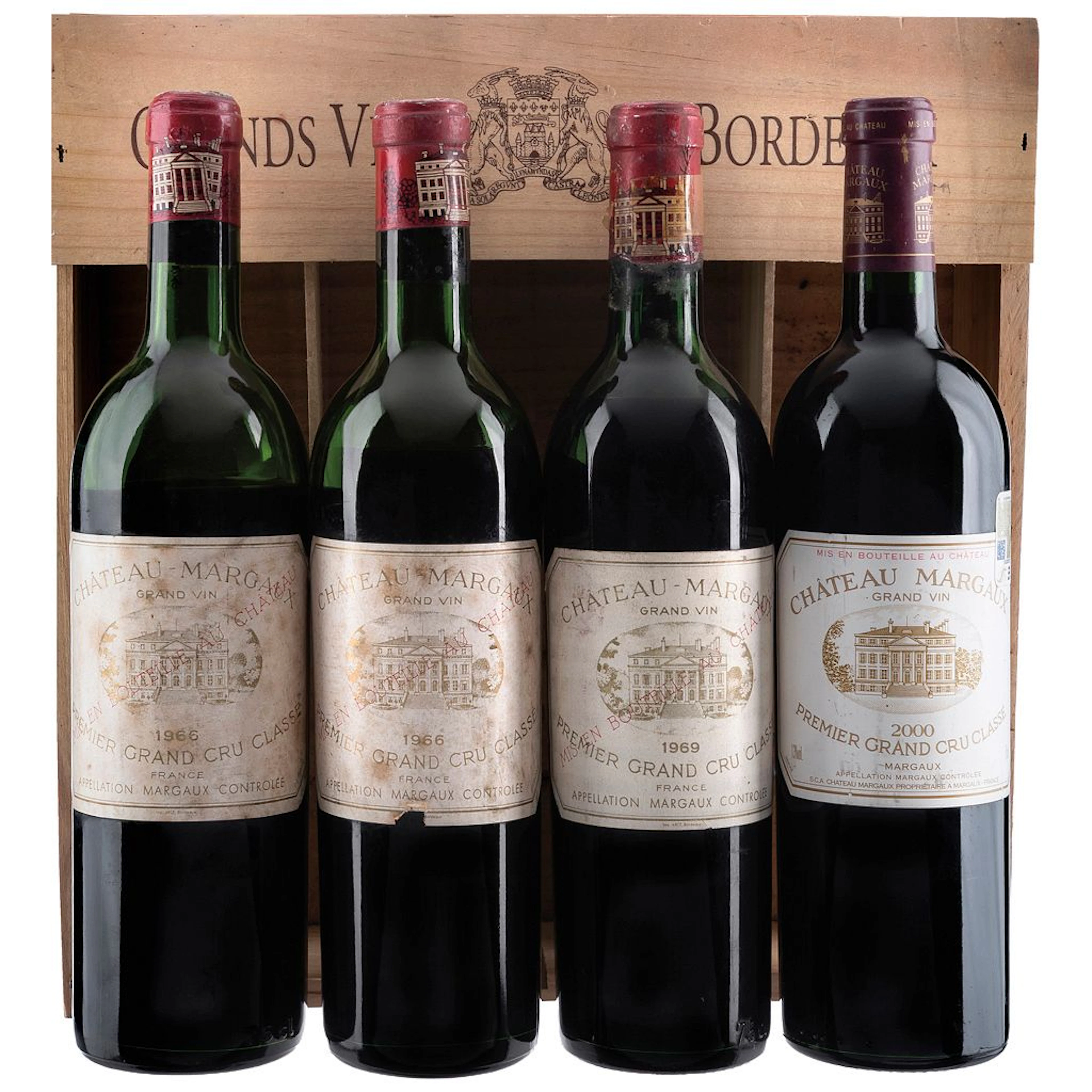 Château Margaux 1er Grand Cru Classé Cosechas: 1966(2) 1969 y 2000. 4 pzs total