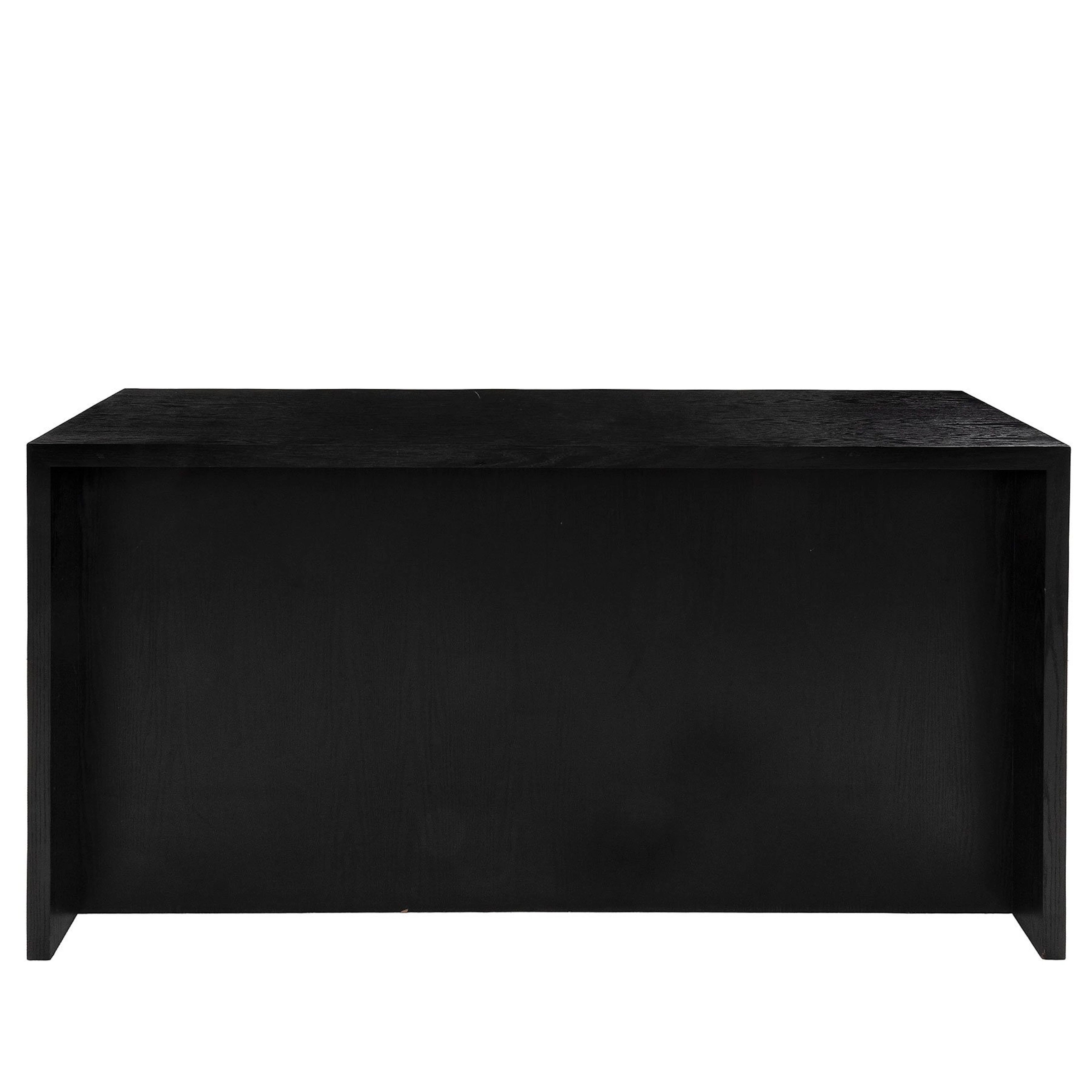 BARRA, SXXI. En madera ebonizada y MDF. Cubierta rectangular, entrepaños