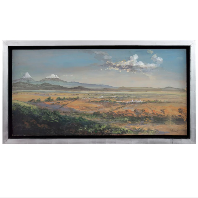 AUTOR NO IDENTIFICADO. Sin título. Firmado. Óleo sobre masonite. 123 x 60 cm
