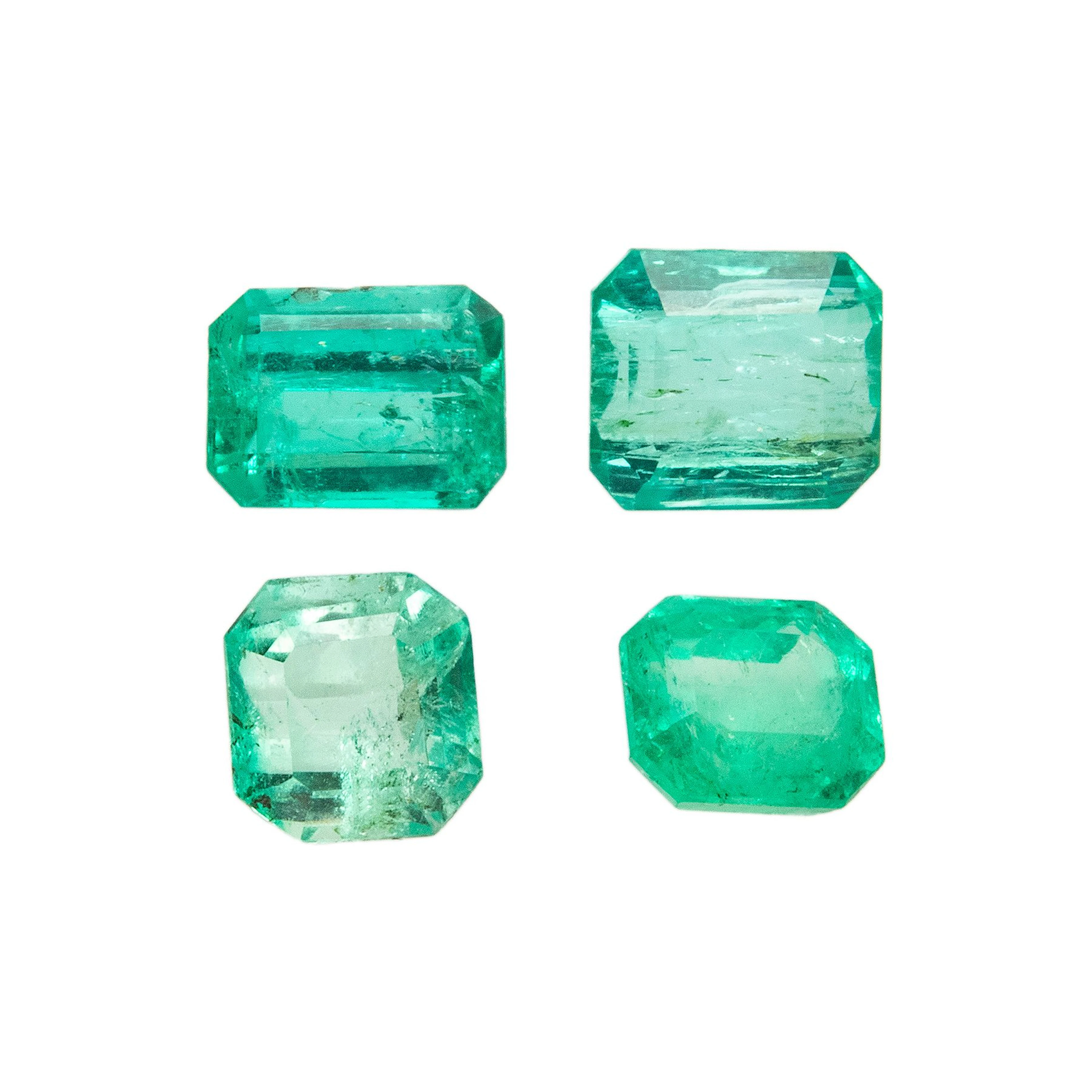 CUATRO ESMERALDAS CORTE OCTAGONAL SIN MONTAR