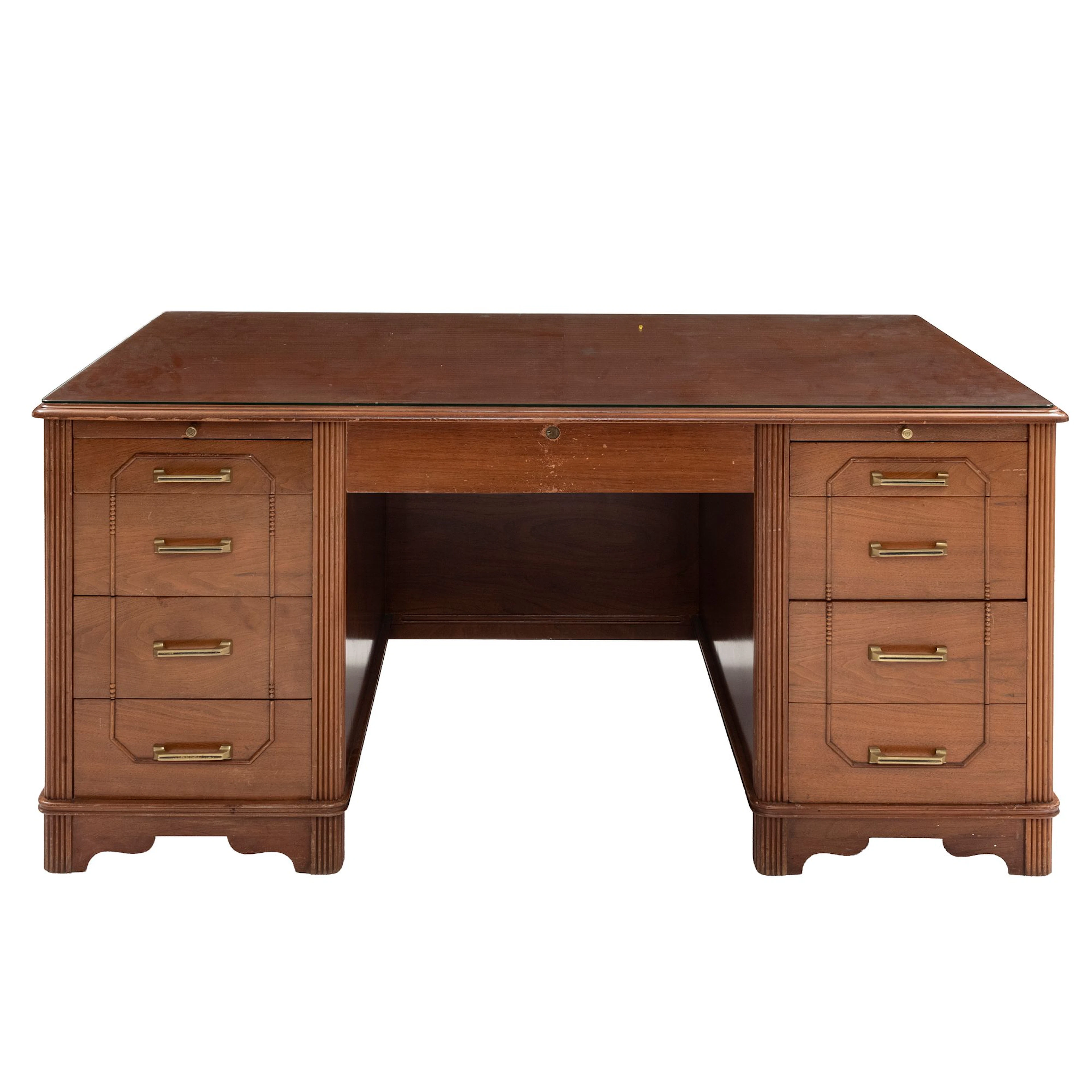 ESCRITORIO, SXX. En madera laqueada. Cubierta rectangular con guarda