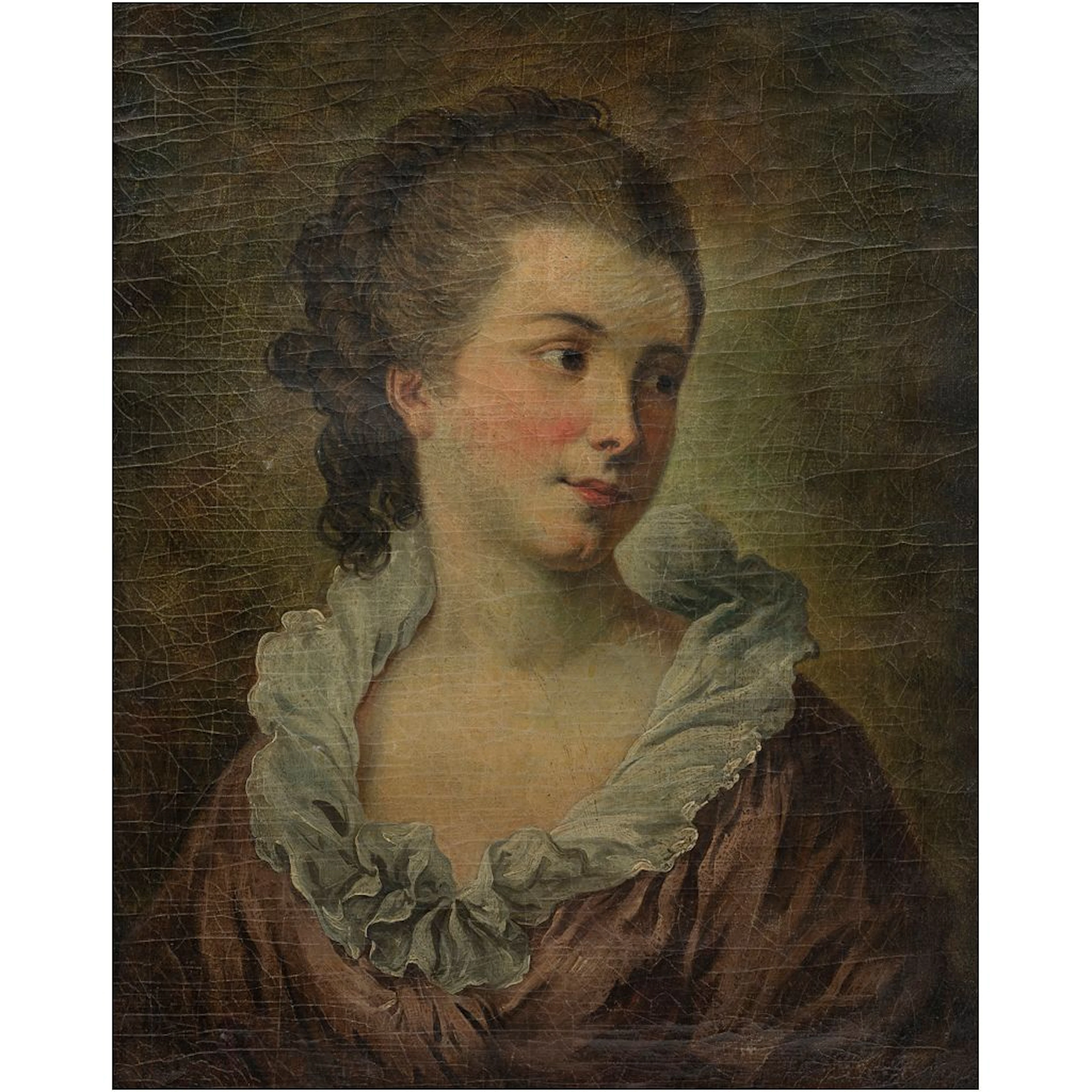 RETRATO DE JOVEN DAMA FRANCIA, s XIX Óleo sobre tela A la manera de