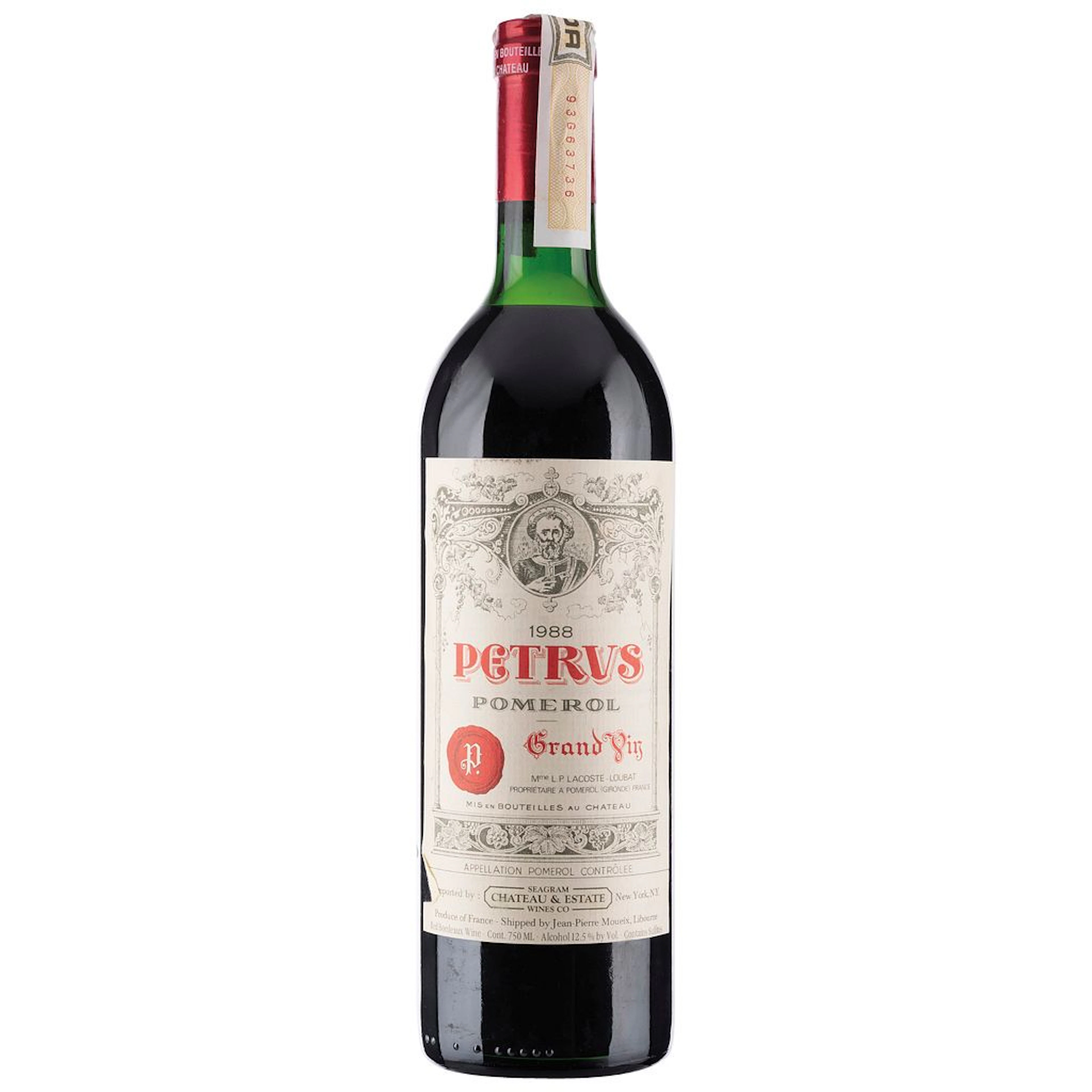 Petrus Grand Vin Cosecha: 1988 Pomerol, Francia Nivel: en el cuello 96 / 100