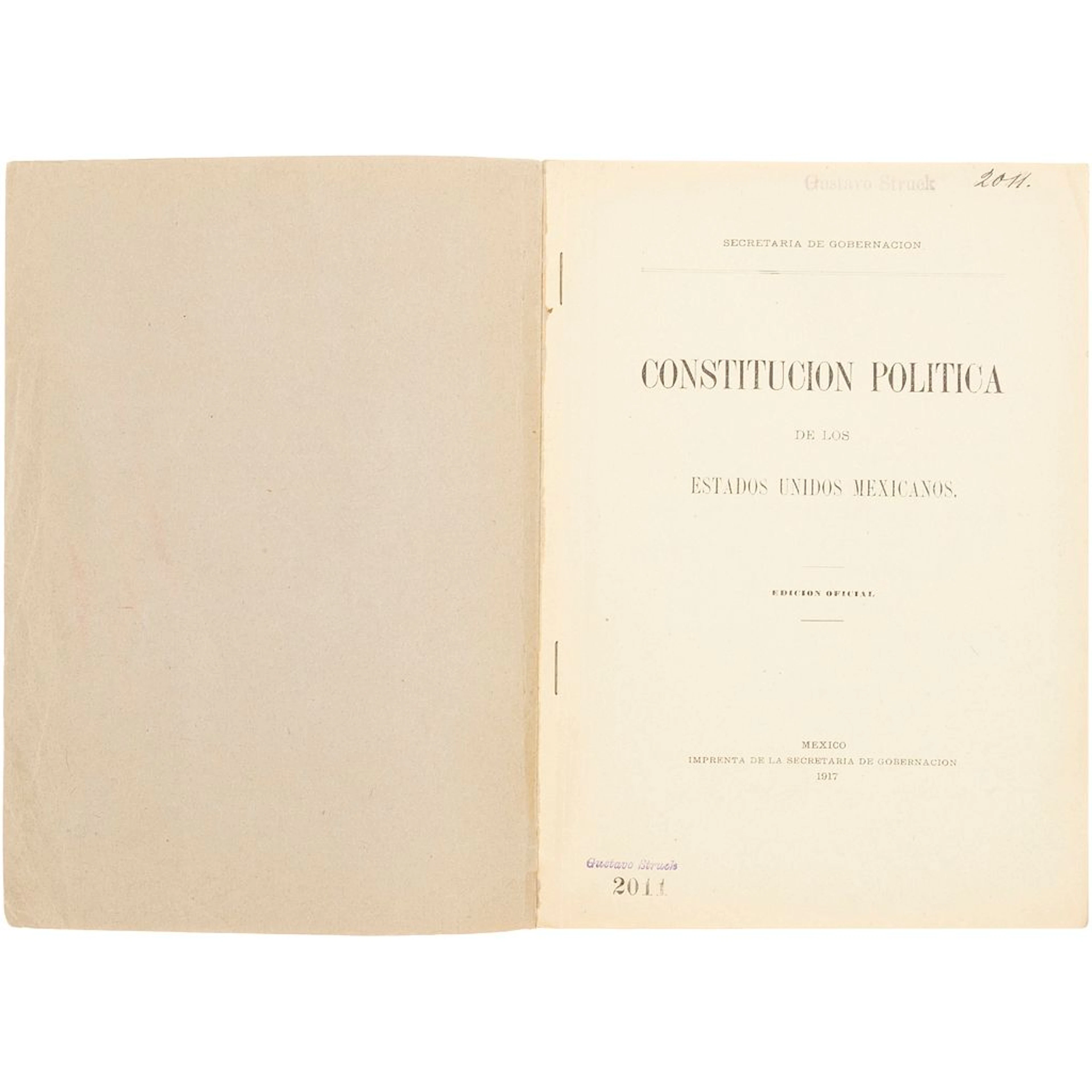 VENUSTIANO CARRANZA. CONSTITUCIÓN POLÍTICA DE LOS ESTADOS UNIDOS MEXICANOS