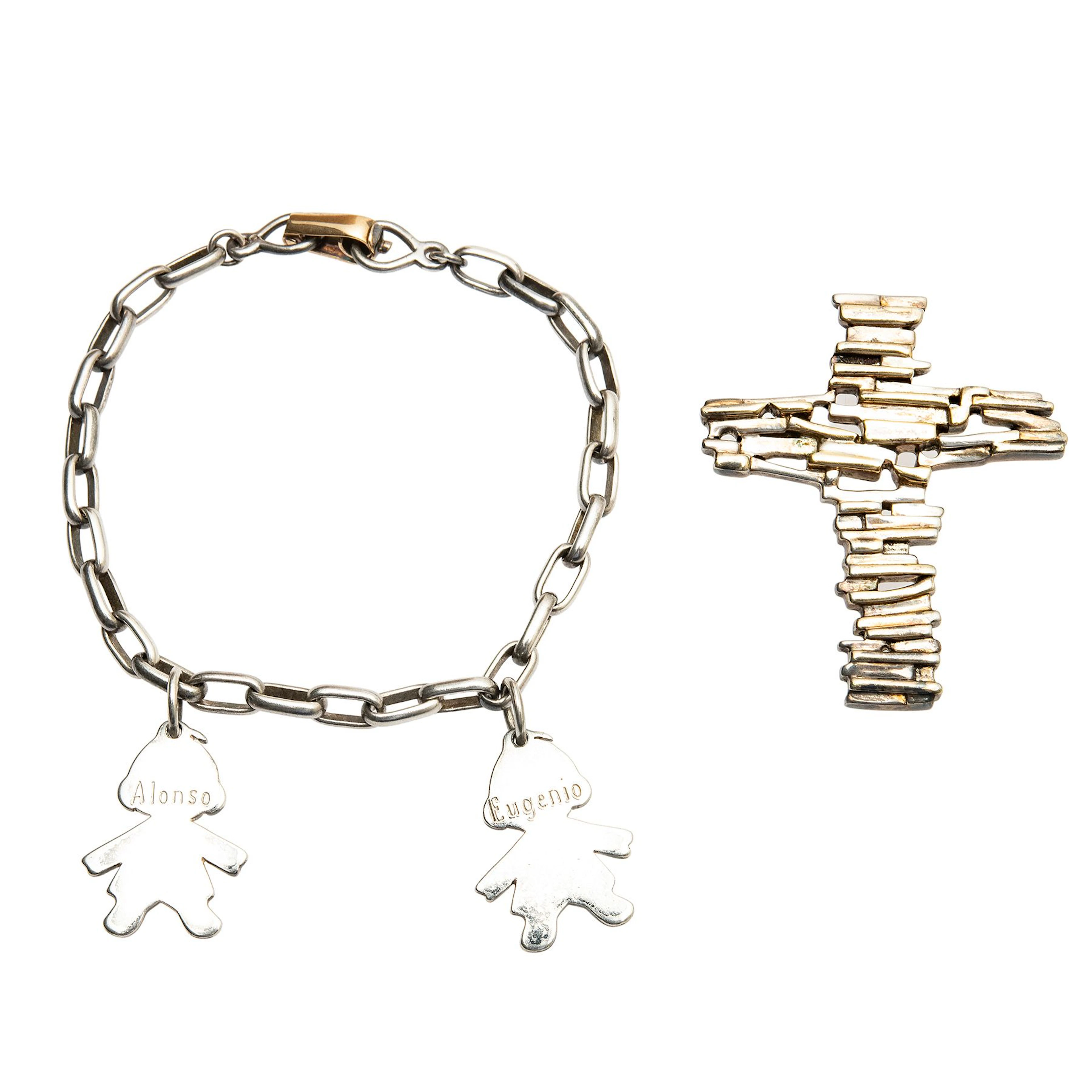 PULSERA Y CRUZ EN PLATA .925 DE LA FIRMA TANE
