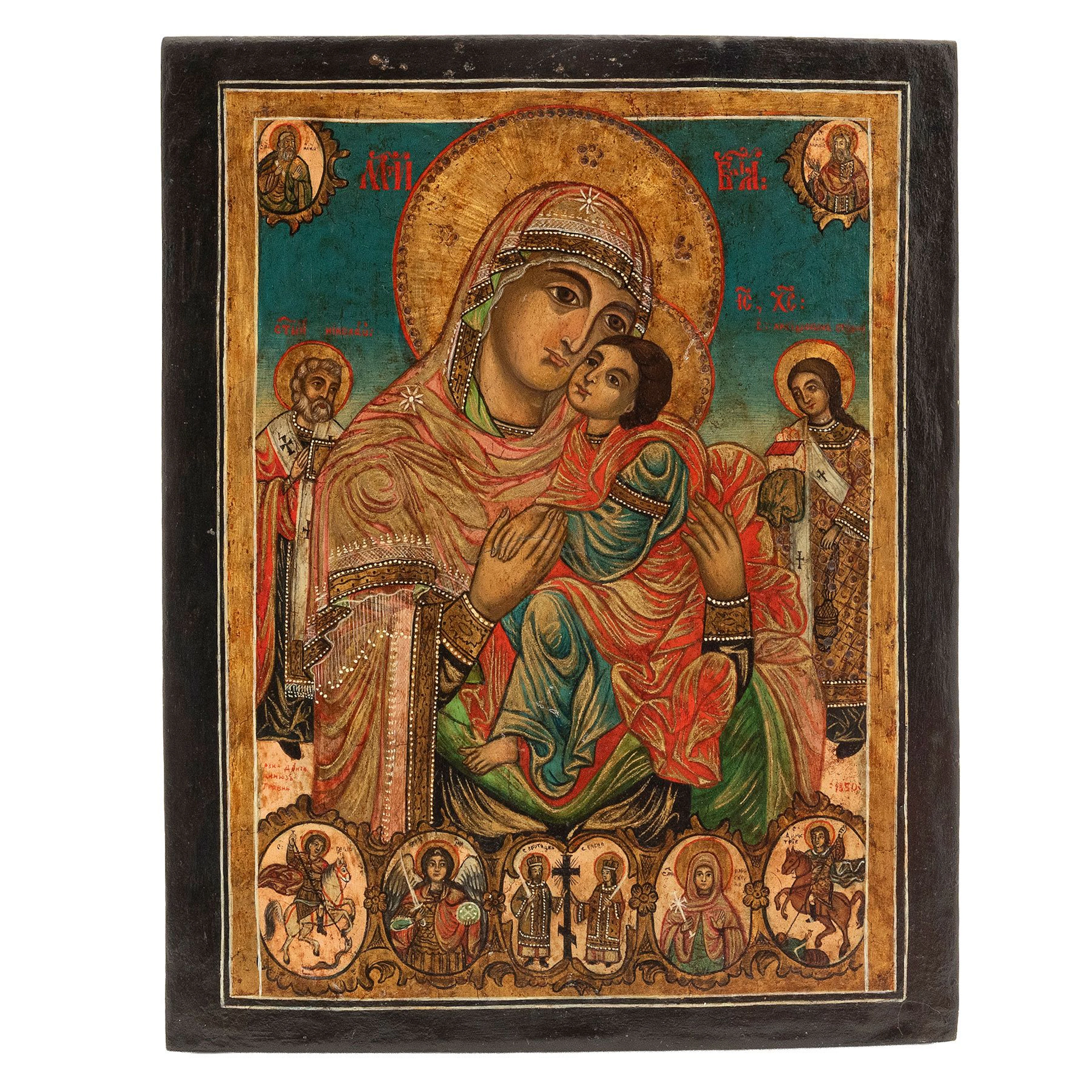 ÍCONO VIRGEN DE KIKKOS BULGARIA SXX Temple sobre madera