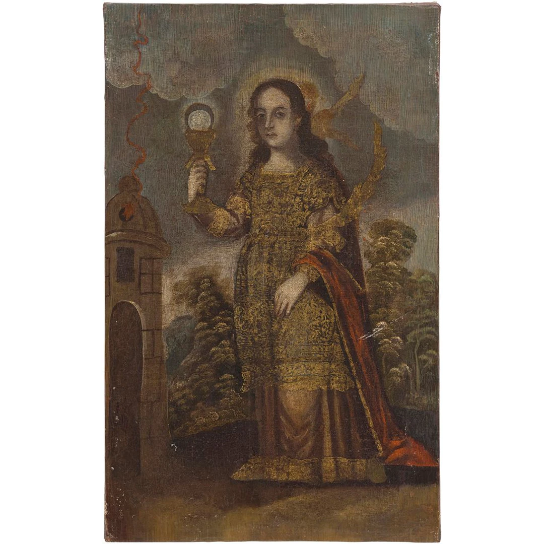 SANTA BÁRBARA MÉXICO, SIGLO XVIII Óleo sobre tela