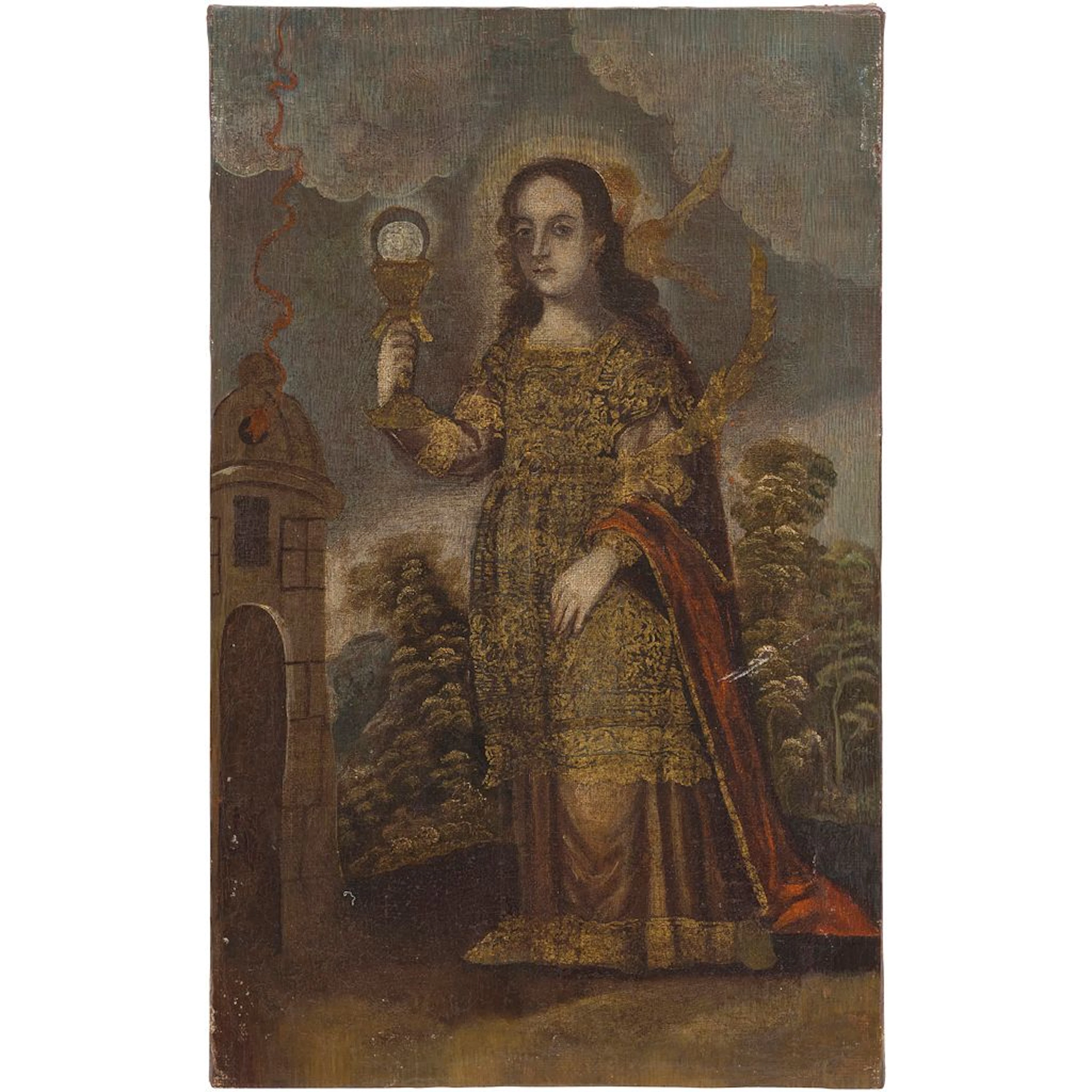 SANTA BÁRBARA MÉXICO, SIGLO XVIII Óleo sobre tela