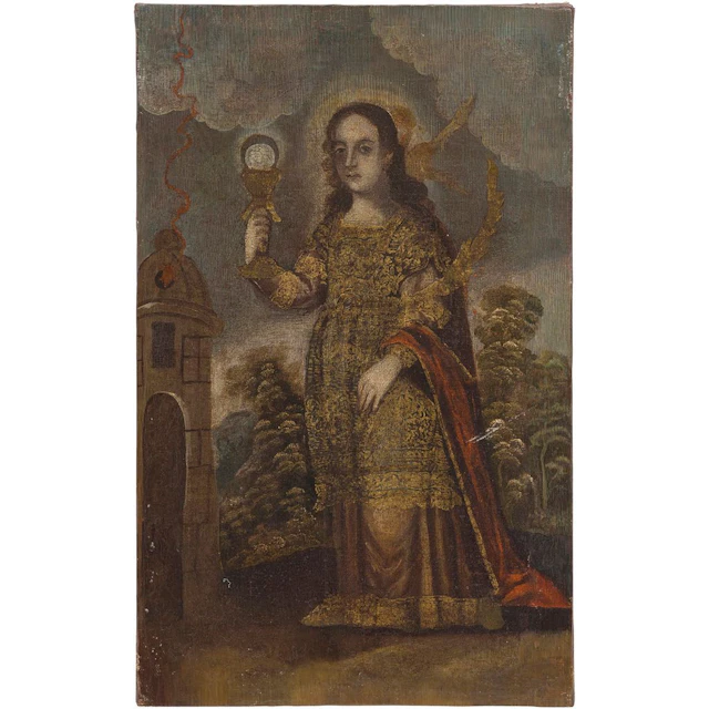 SANTA BÁRBARA MÉXICO, SIGLO XVIII Óleo sobre tela