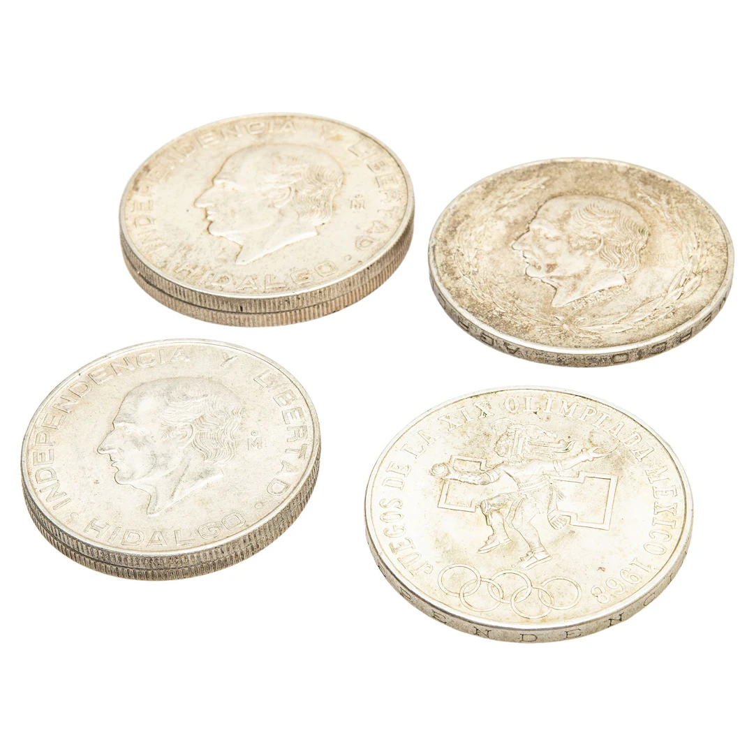 SEIS MONEDAS DE ACUÑACION NACIONAL EN PLATA .900 Y .720