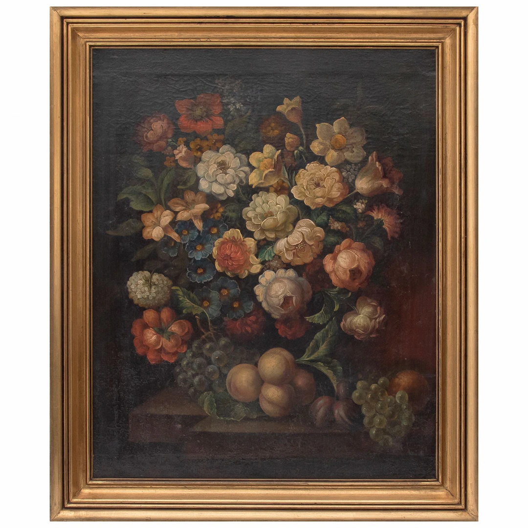 BOUQUET DE FLORES EUROPA, FINALES DEL SIGLO XIX Óleo sobre tela Detalles