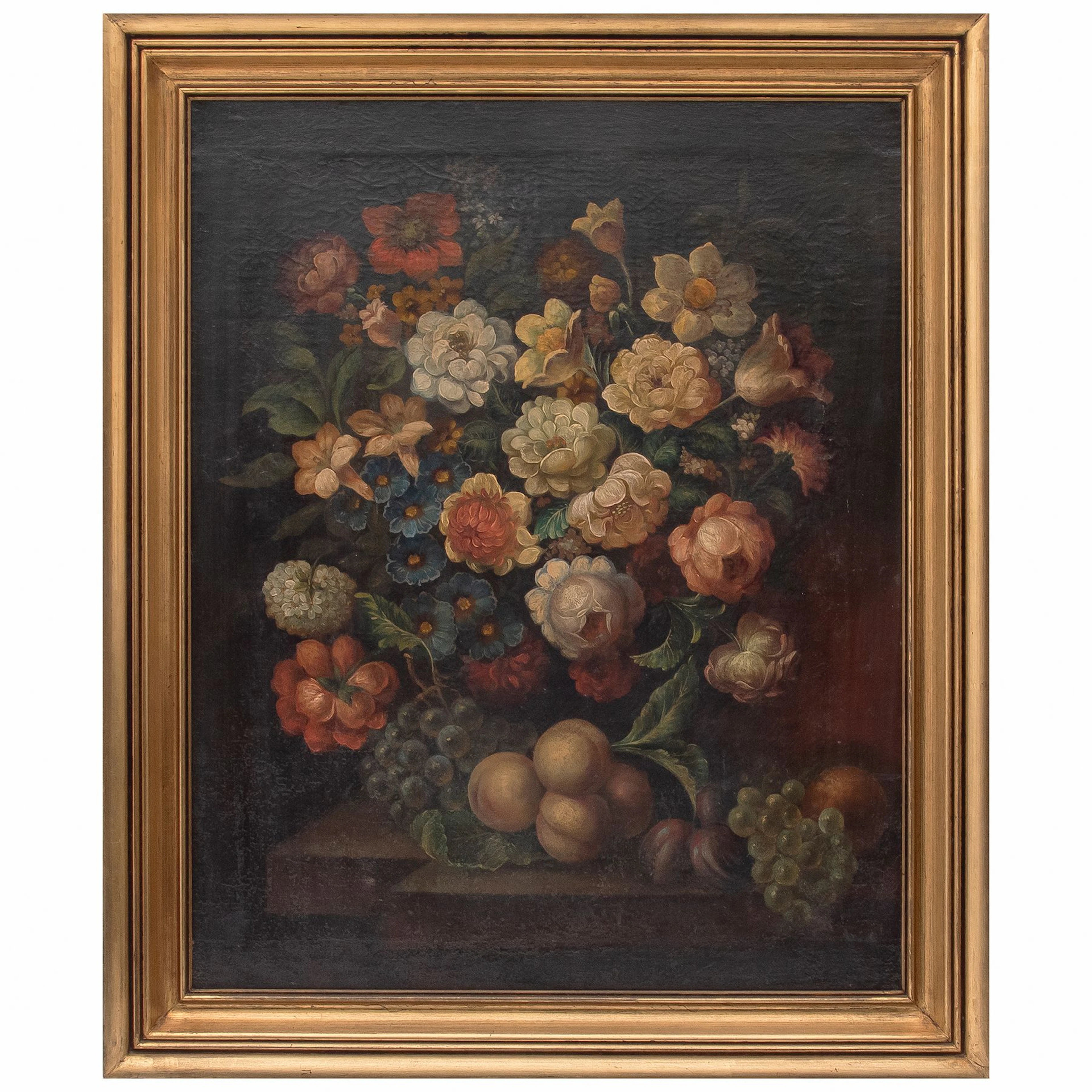 BOUQUET DE FLORES EUROPA, FINALES DEL SIGLO XIX Óleo sobre tela Detalles
