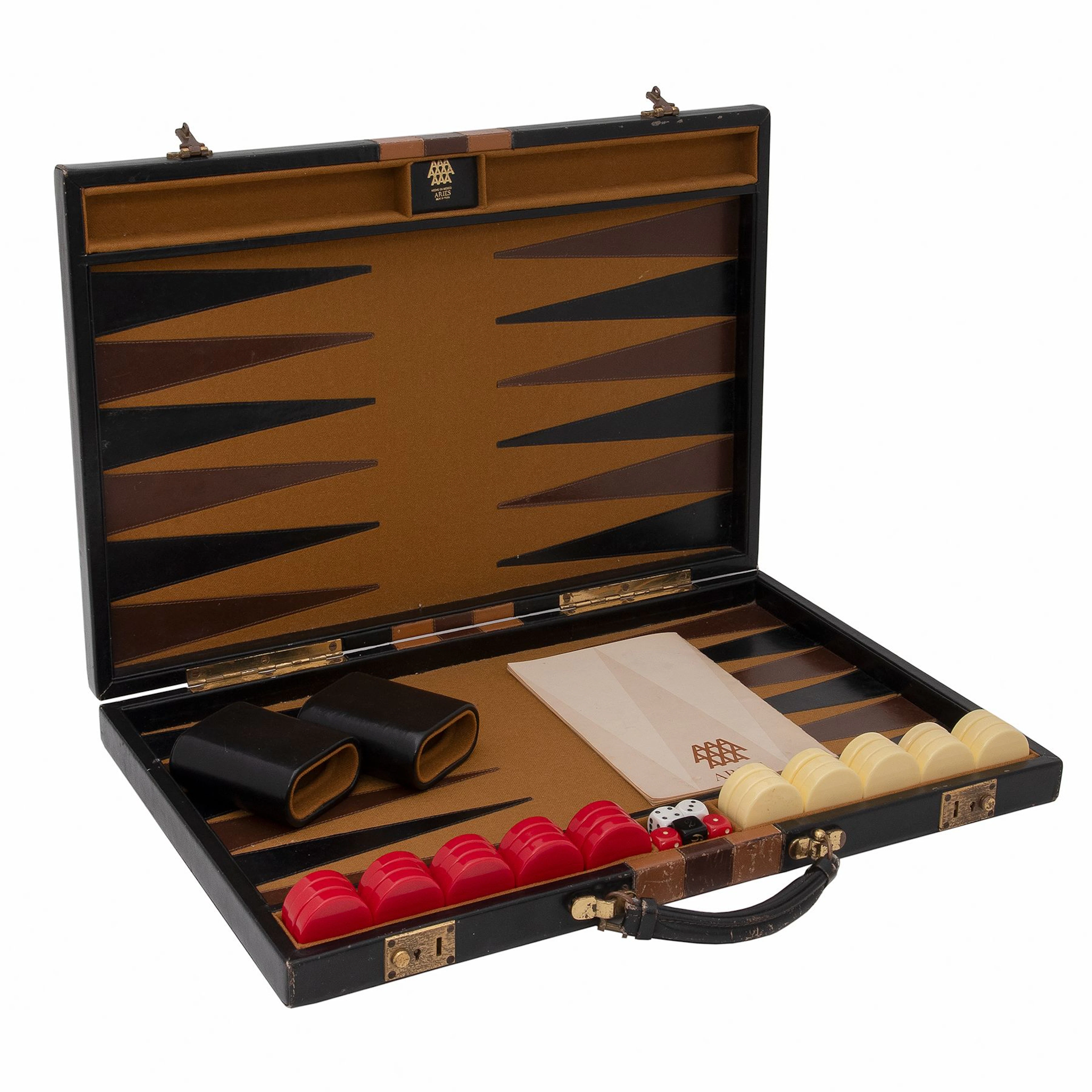 BACKGAMMON MÉXICO, SXX. Portafolio en piel de la marca Aries. Consta