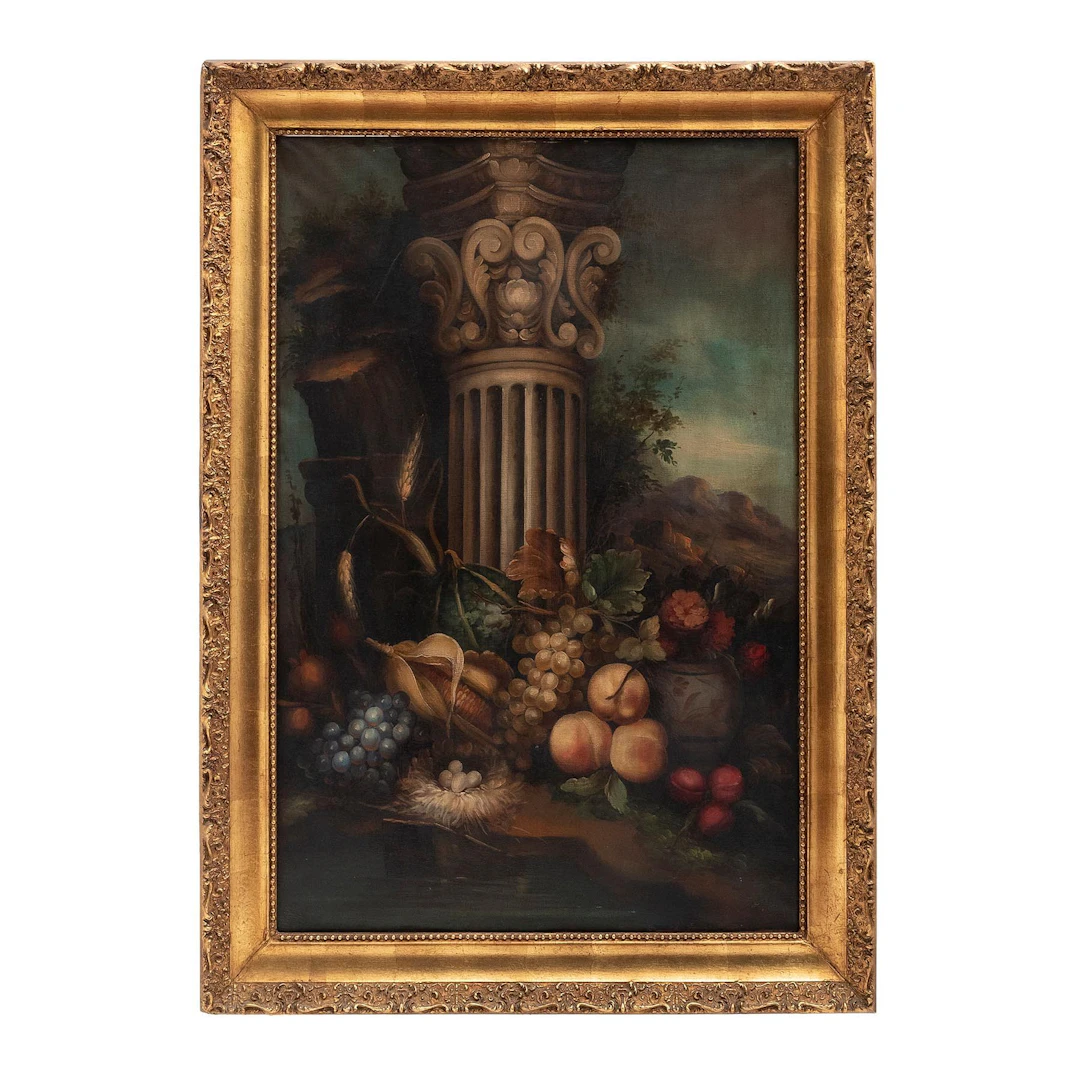 BODEGÓN CON COLUMNA MÉXICO, PRINCIPIOS DEL SIGLO XX Óleo sobre tabla