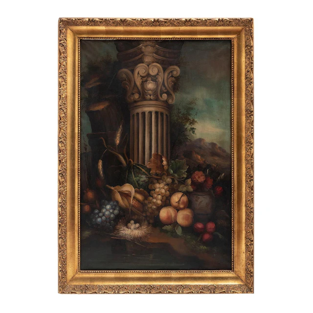 BODEGÓN CON COLUMNA MÉXICO, PRINCIPIOS DEL SIGLO XX Óleo sobre tabla