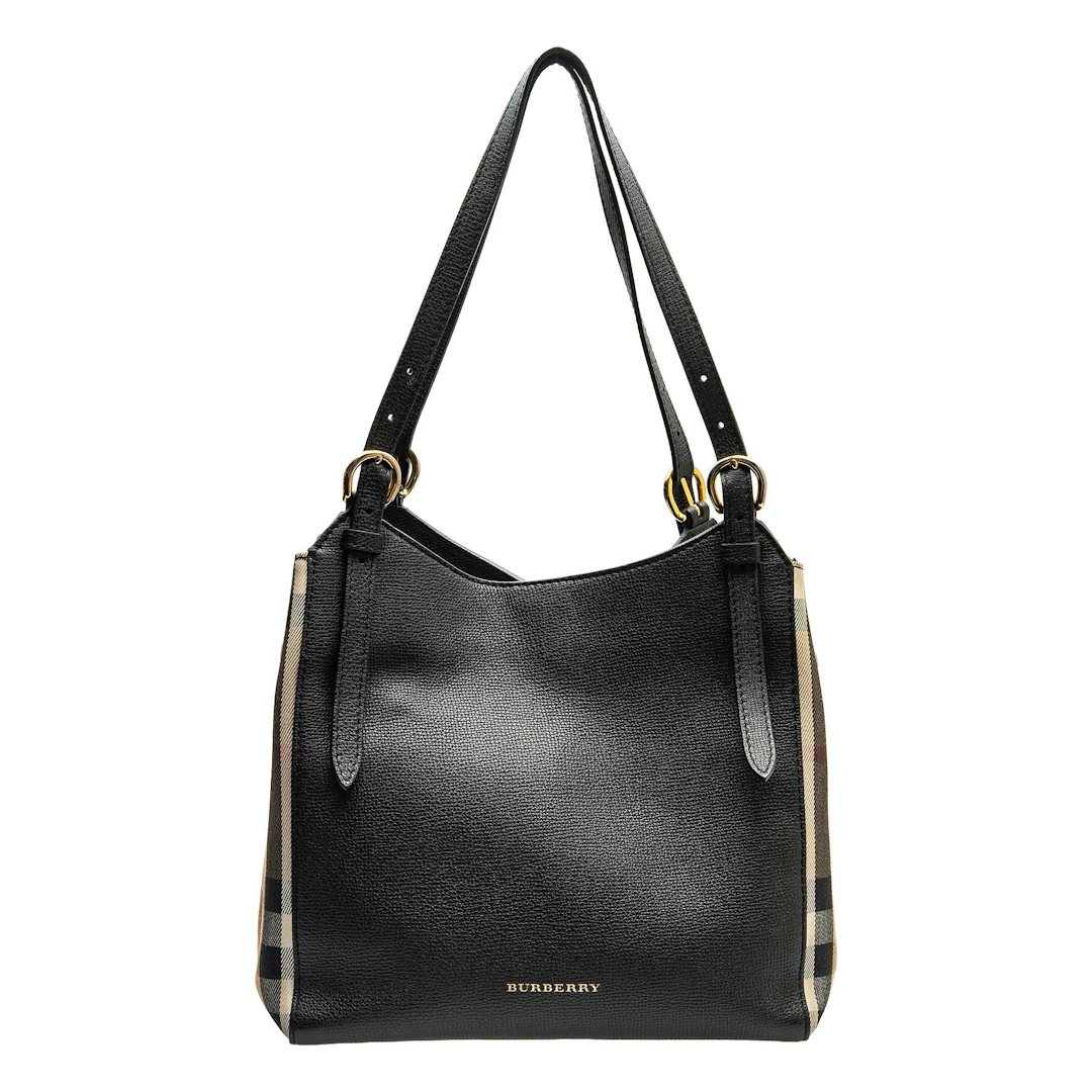 BOLSO DE MANO BURBERRY CANTEBURY EN PIEL NEGRA, LONA Y HERRAJES DORADOS