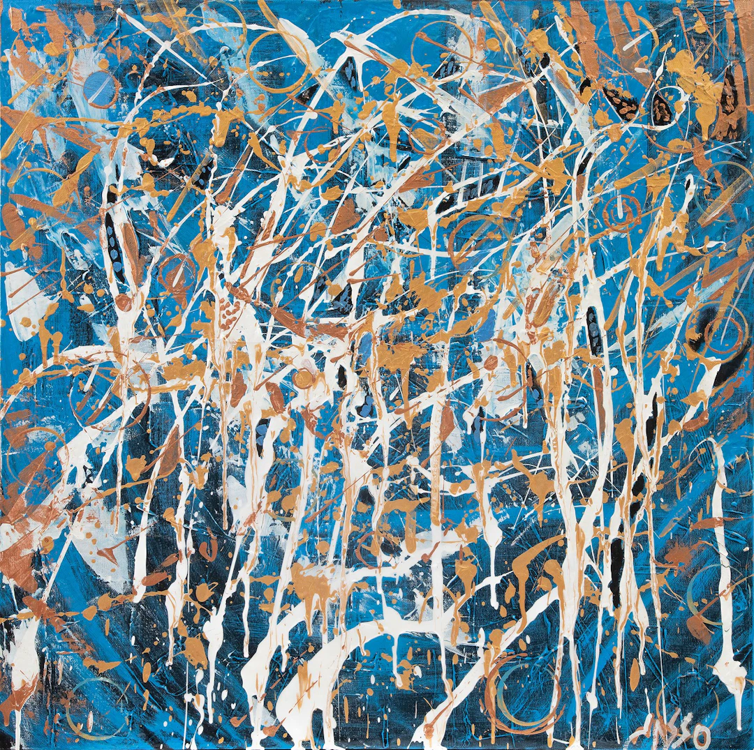 JASSO. Arenas del viento VIII. Firmado. Acrílico sobre lienzo. 90 x 90 cm