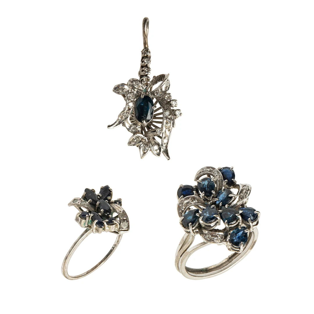 DOS ANILLOS Y UN PENDIENTE EN PLATA PALADIO