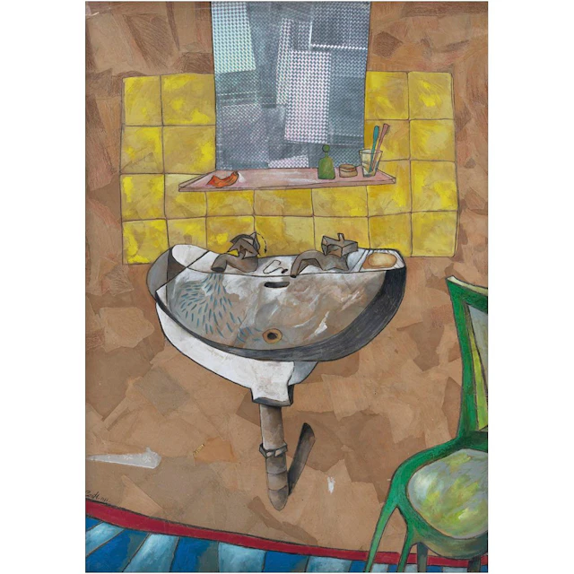 GUILLERMO CONTE. Sin título. Firmado y fechado 1981. Collage, óleo