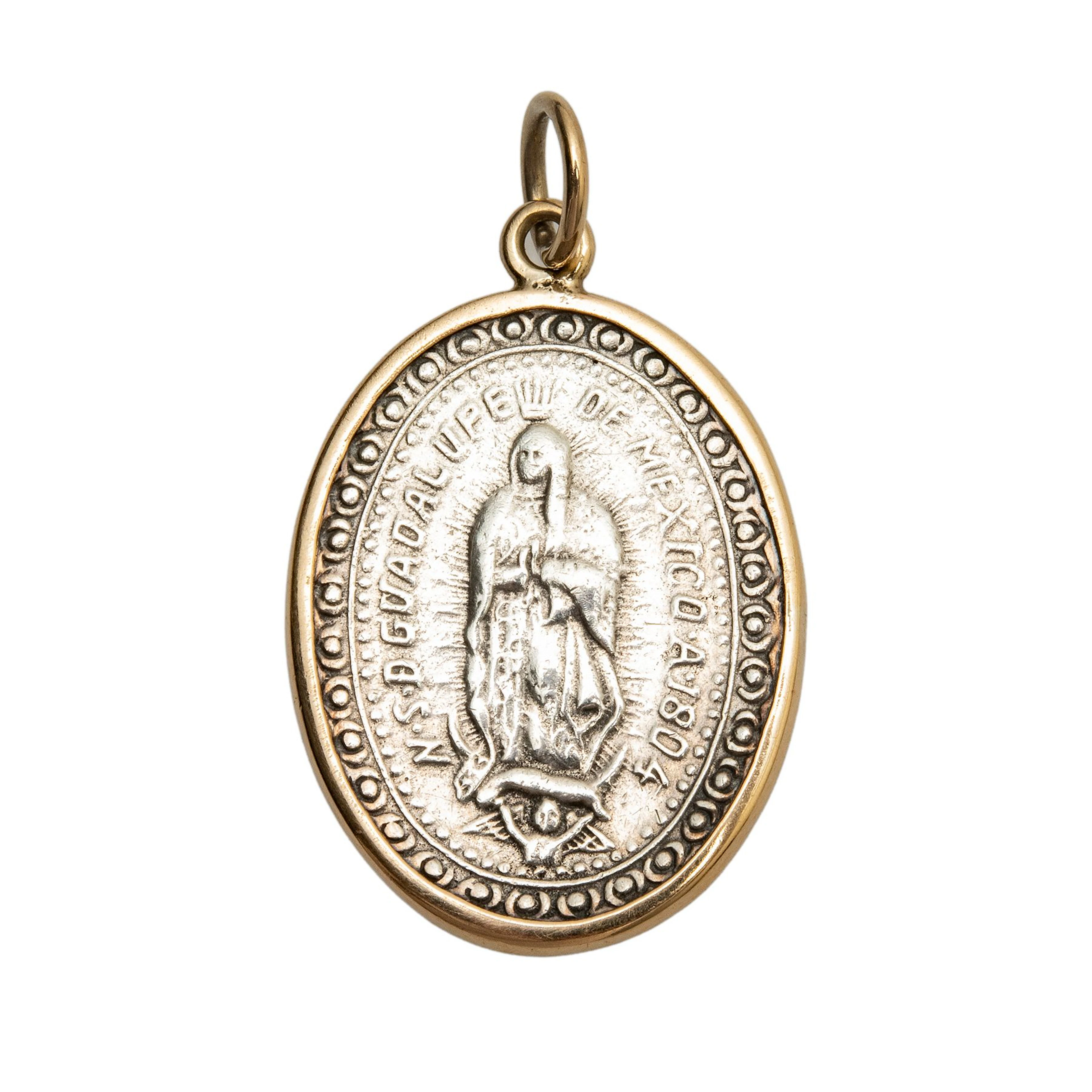 MEDALLA RELIGIOSA EN ORO AMARILLO DE 14K Y PLATA .900