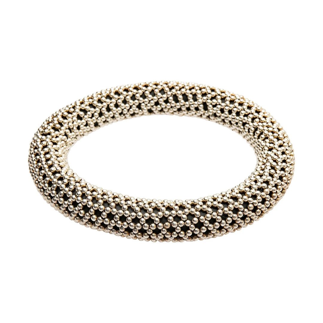 BRAZALETE BOLEADO DE LA FIRMA TANE POR S.G. EN PLATA .925 Y CAUCHO