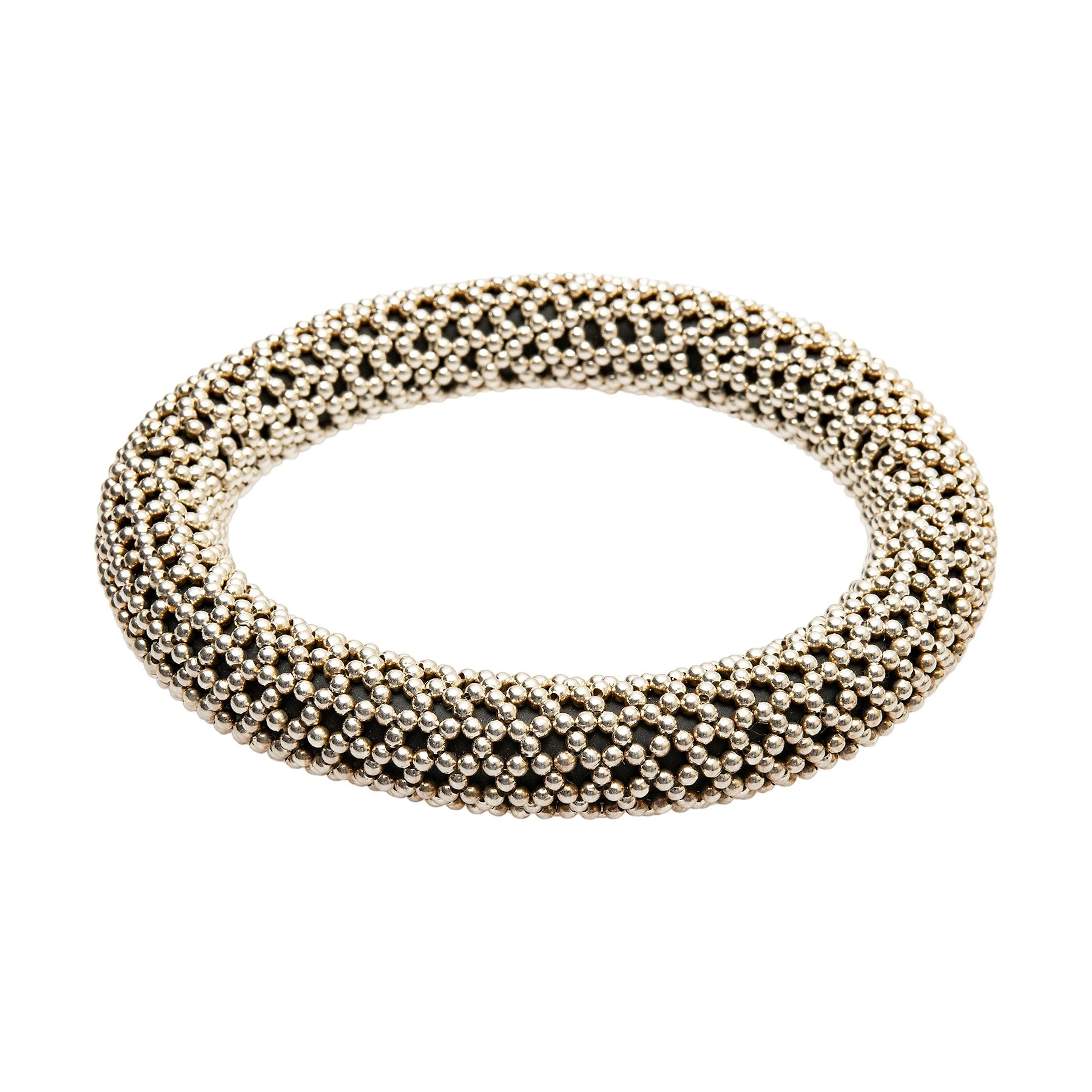 BRAZALETE BOLEADO DE LA FIRMA TANE POR S.G. EN PLATA .925 Y CAUCHO