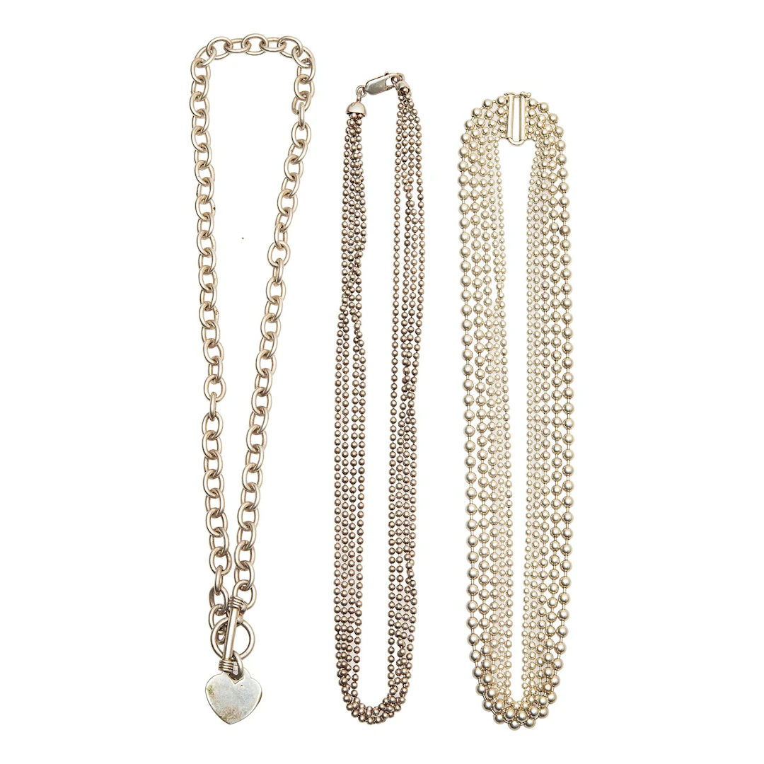 TRES COLLARES BOLEADO EN PLATA .925