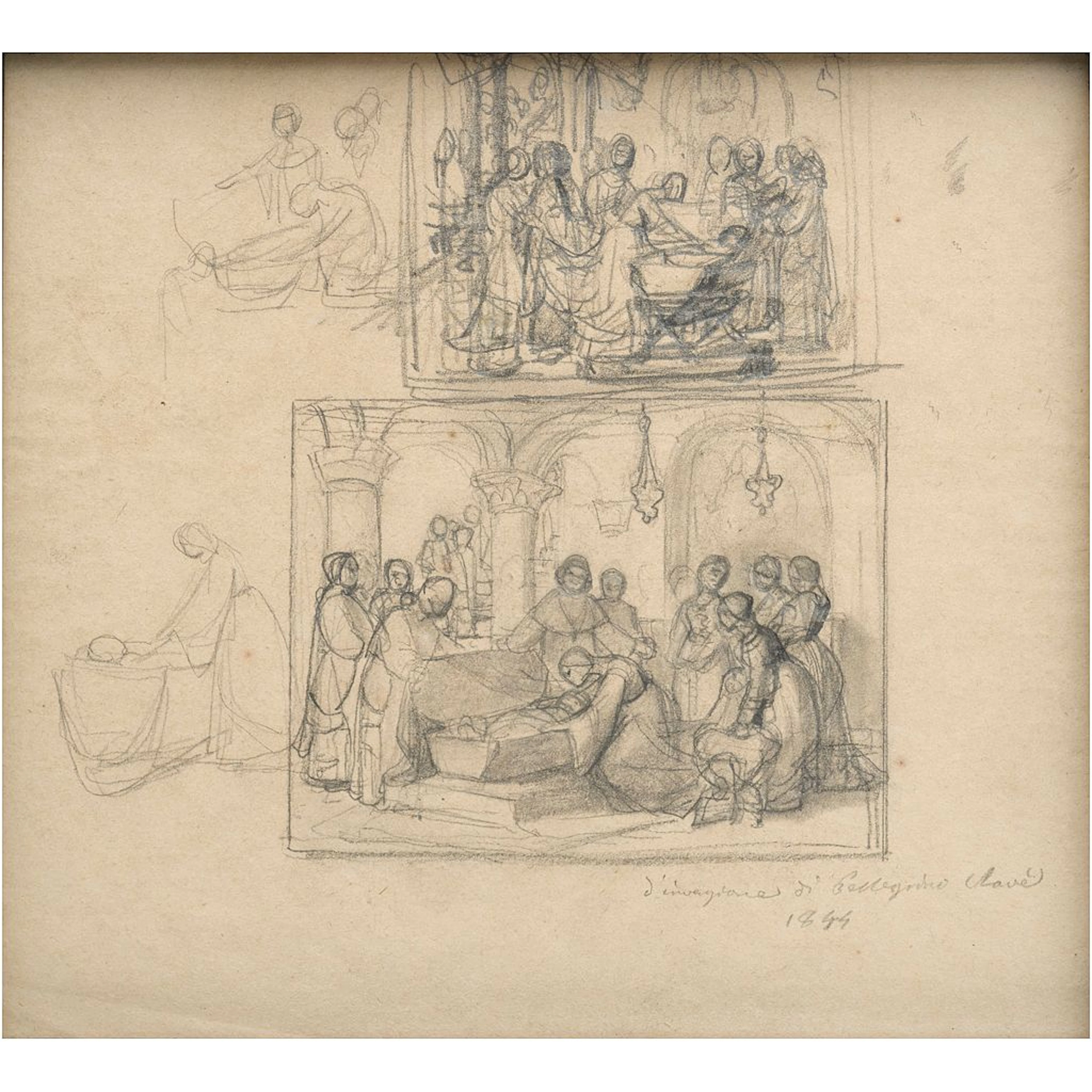 PELEGRÍN CLAVÉ (ESPAÑA, 1811 - 1880) APUNTES SOBRE UN ENTIERRO ITALIA