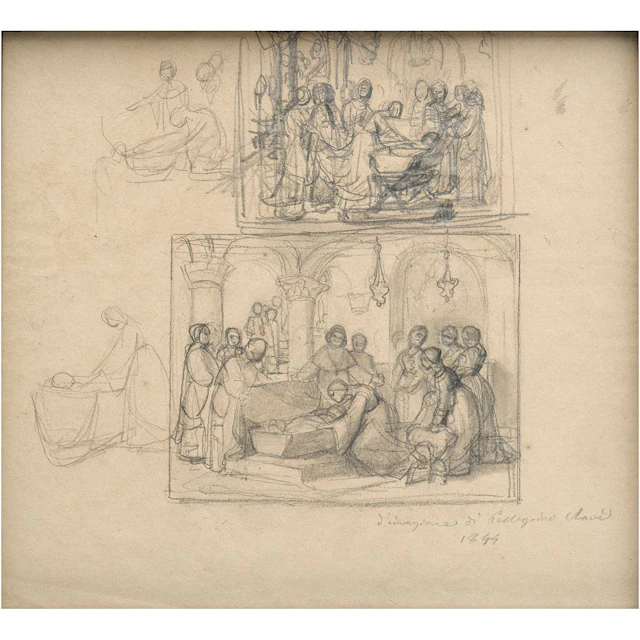 PELEGRÍN CLAVÉ (ESPAÑA, 1811 - 1880) APUNTES SOBRE UN ENTIERRO ITALIA