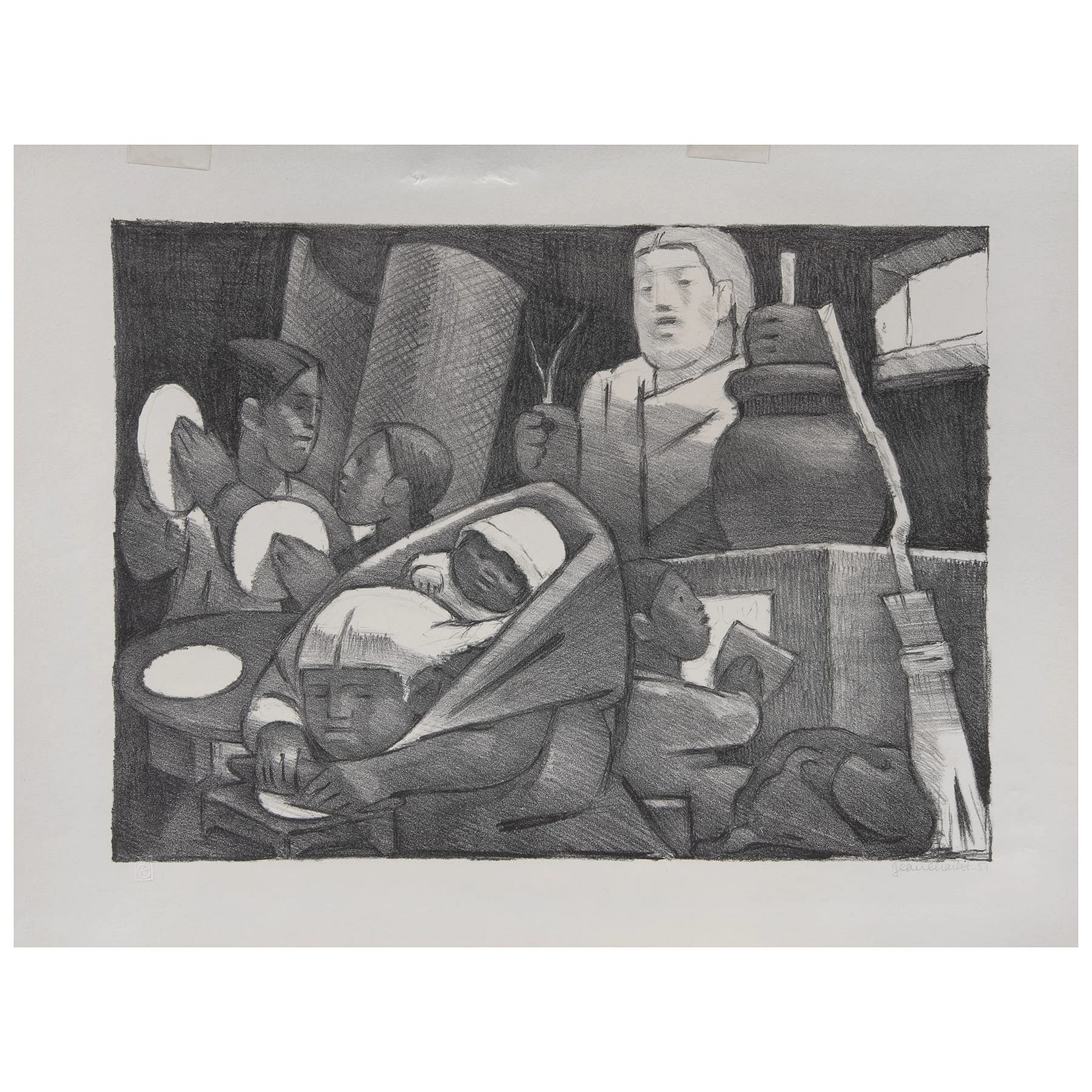 JEAN CHARLOT. The Distaff Side. Firmado y fechado 57 Litografía sin