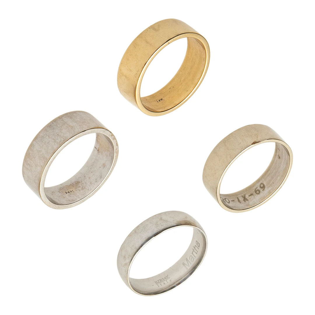CUATRO ARGOLLAS EN ORO AMARILLO Y BLANCO DE 14K Y 12K