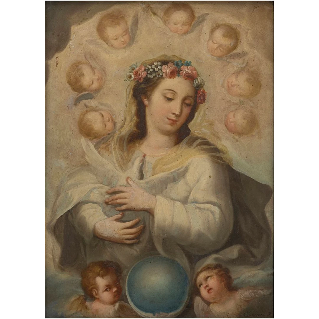 NUESTRA SEÑORA DE LA ENCARNACIÓN MÉXICO, SIGLO XVIII Óleo sobre lámina