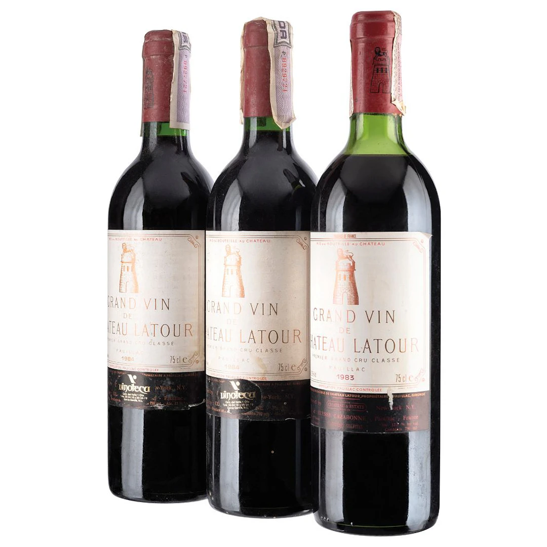 Château Latour 83 y 84 1er Grand Cru Classé Niveles en el cuello 93