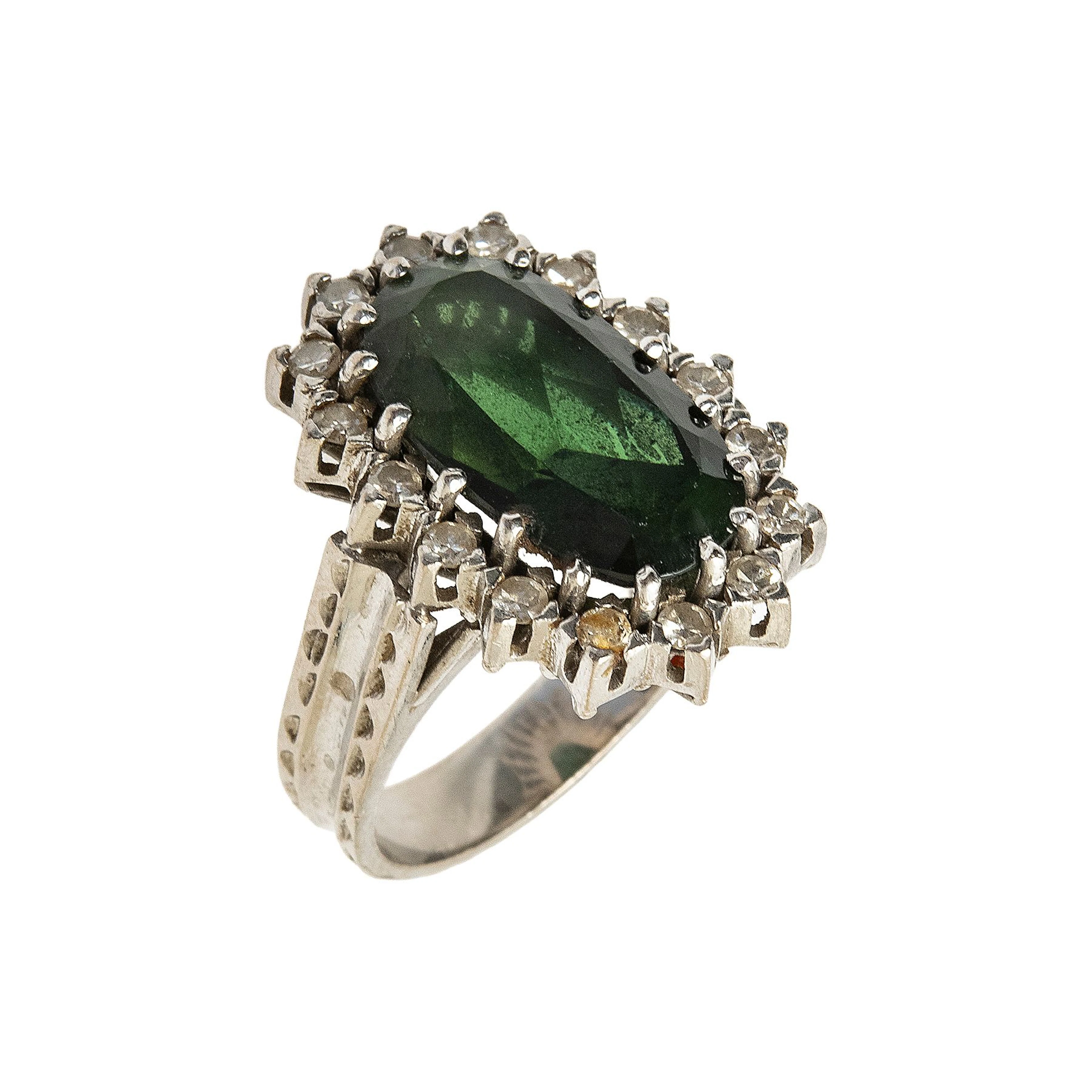 ANILLO CON SIMULANTES Y DIAMANTES EN ORO AL PALADIO