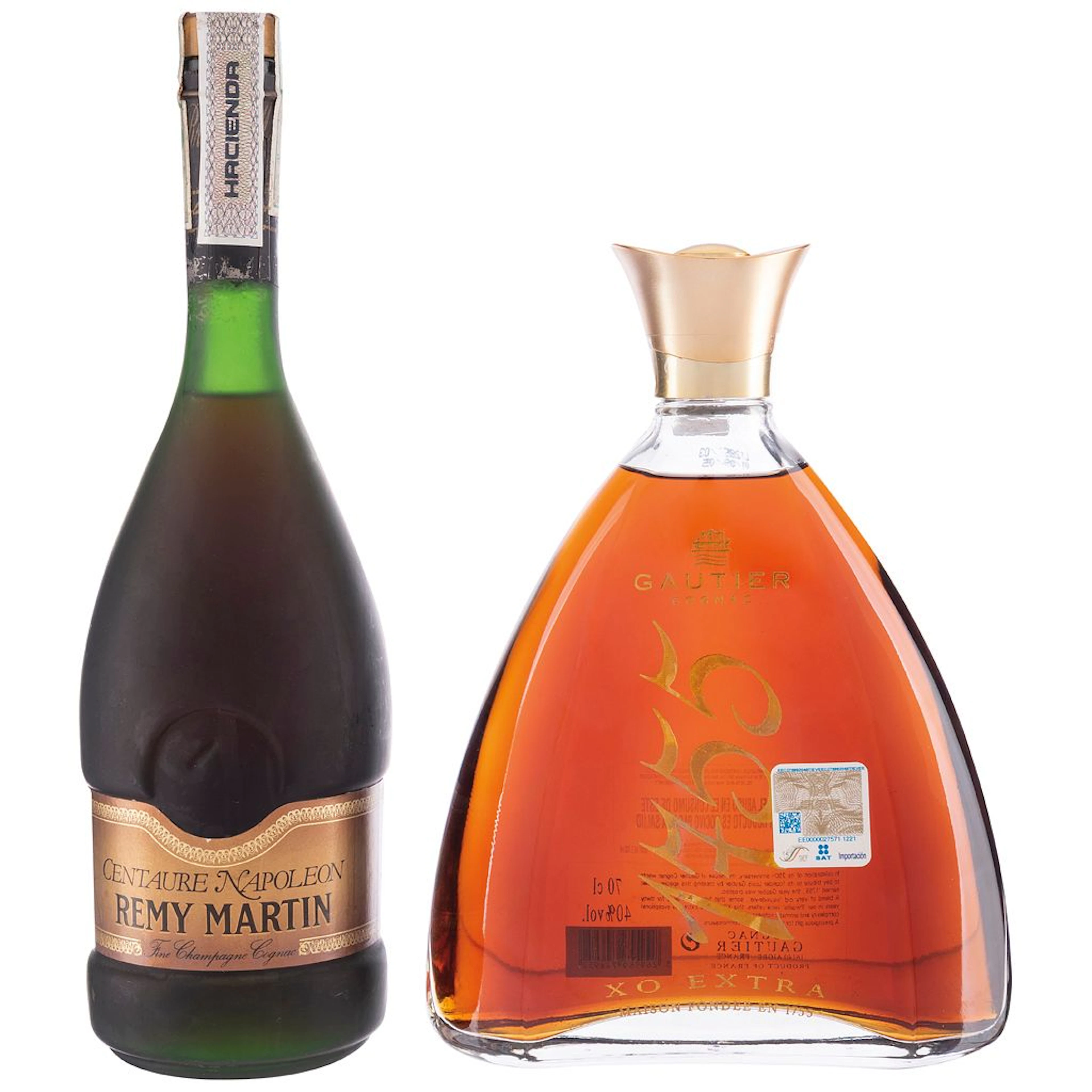 Gautier X.O. Extra 1755 Coñac Aigre y Rémy Martin Centaure Napoleon.