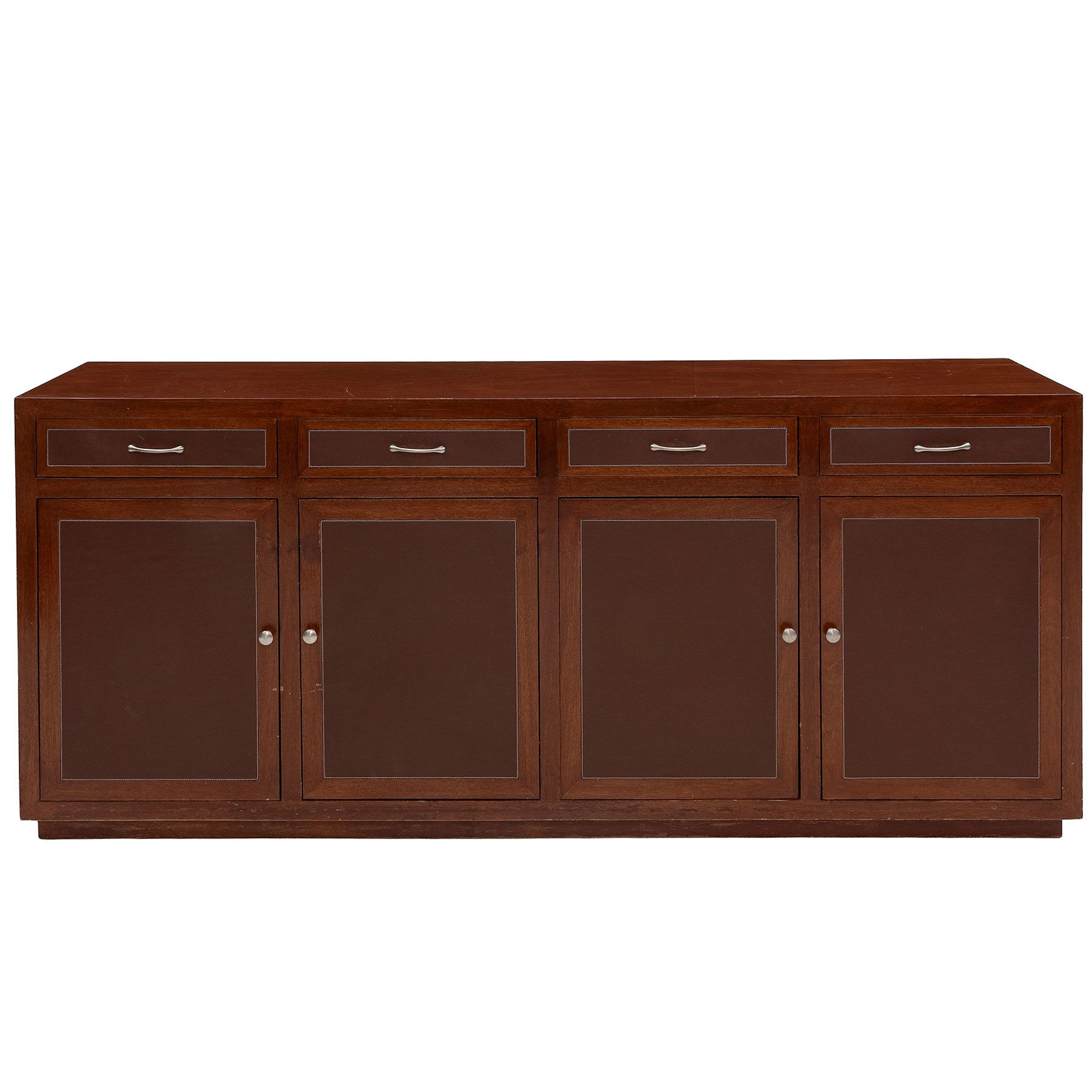 CREDENZA, SXX. En madera laqueada. Cubierta rectangular, cajones y