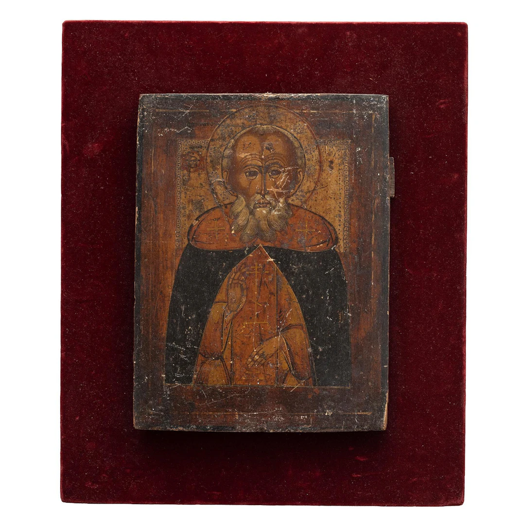 ICONO RUSIA, CA. 1900 SAN MARÓN Óleo sobre madera Ligeros detalles