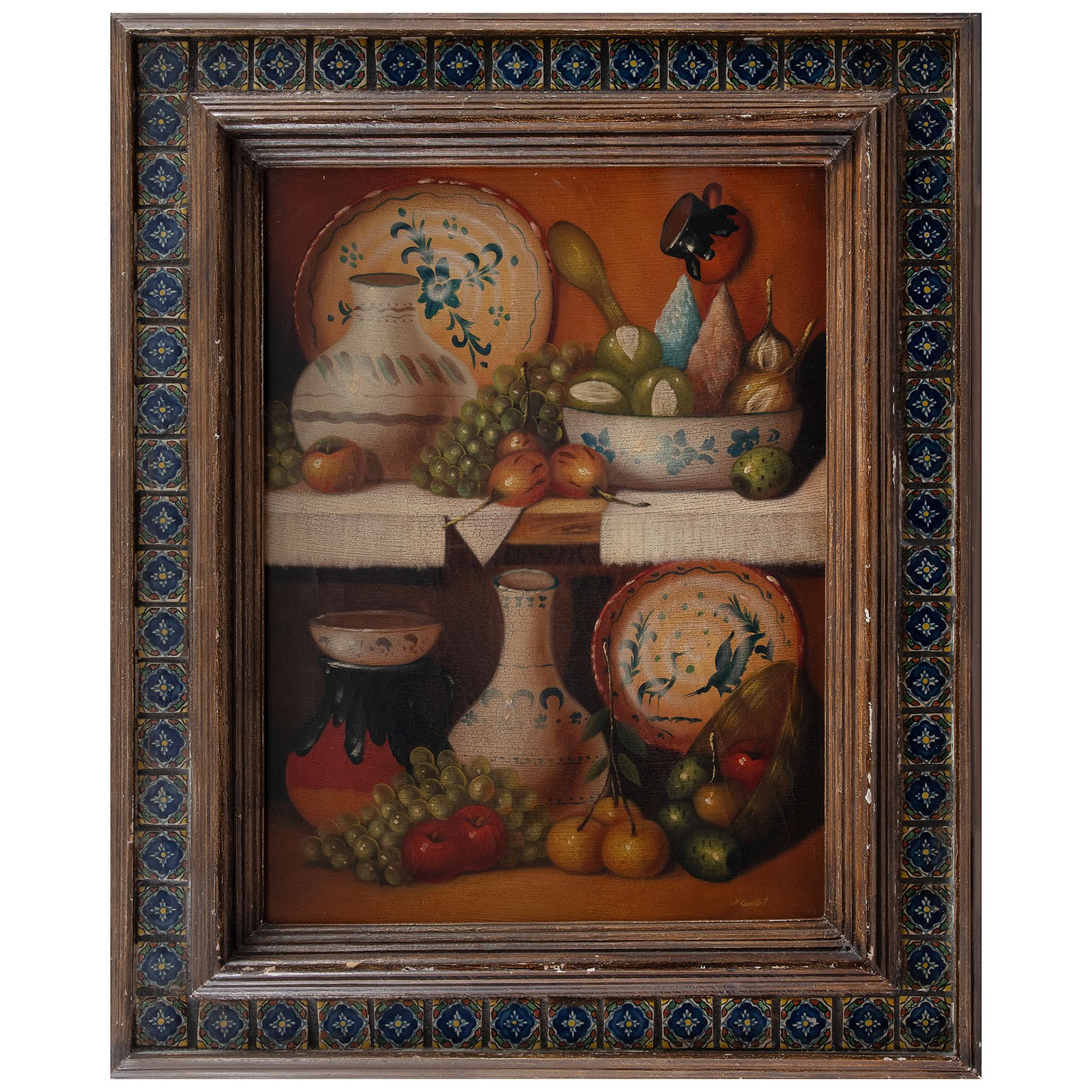 AUTOR NO IDENTIFICADO. Bodegón. Firmado. Óleo sobre tela. 80 x 60 cm