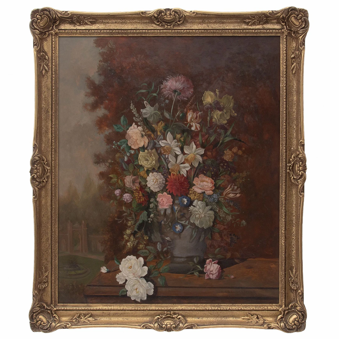 KARL HEINER (AUSTRIA, SIGLO XX) BOUQUET DE FLORES Óleo sobre MDF Detalles