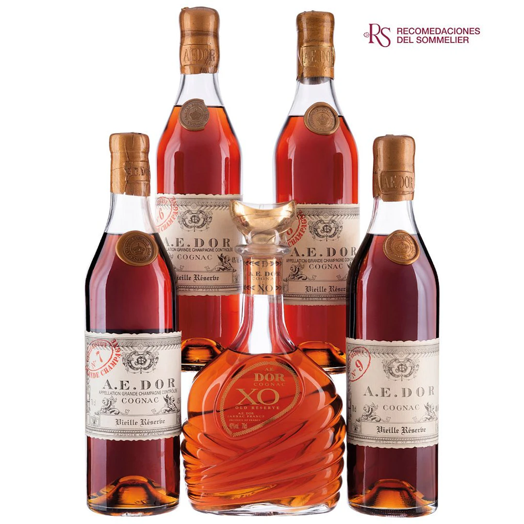 A.E. Dor Colection: Vieille Réserve N°6, 7, 8, 9 y XO Old Reserve. 5 pzs total